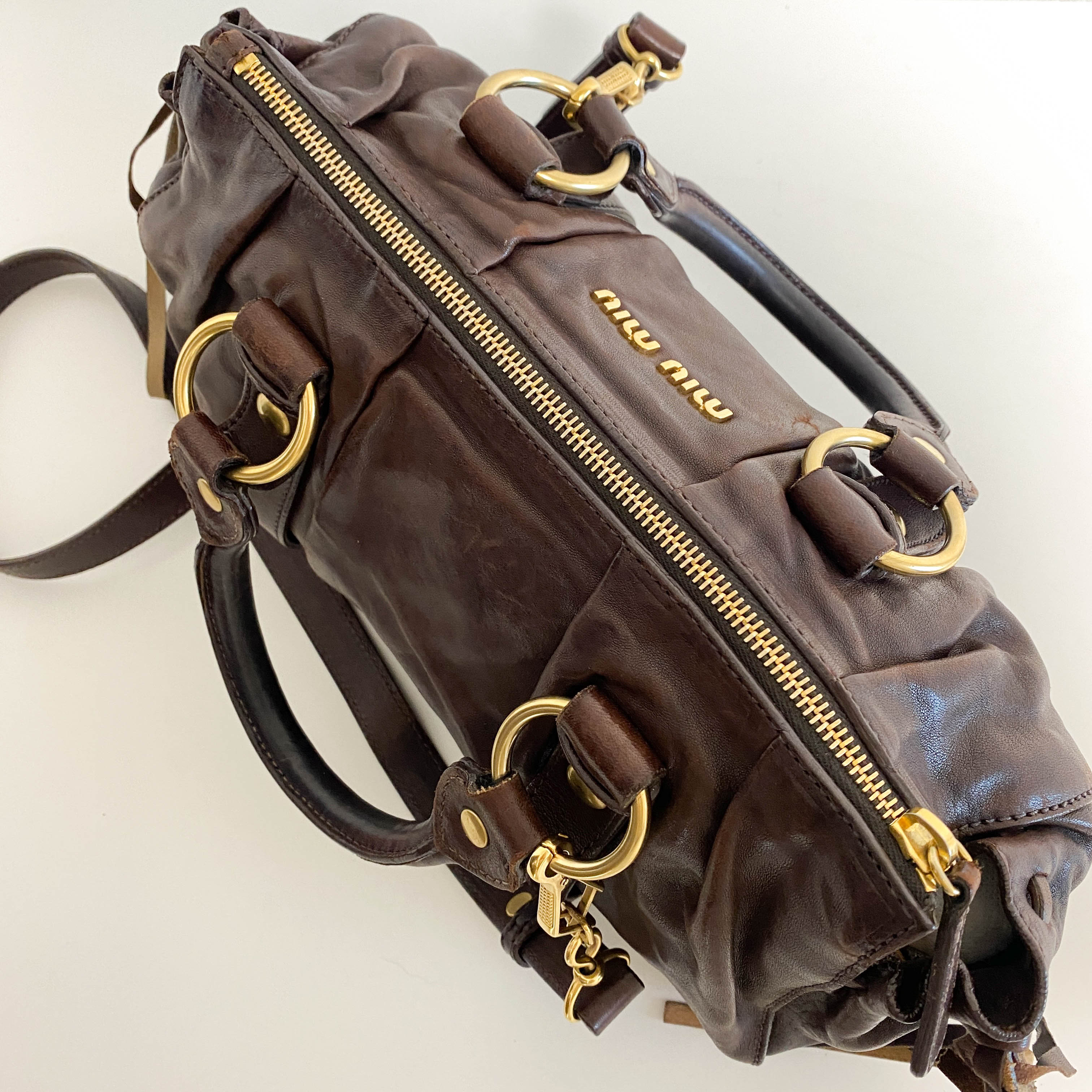 Vitello Brown Leather Handbag Shoulder Bag