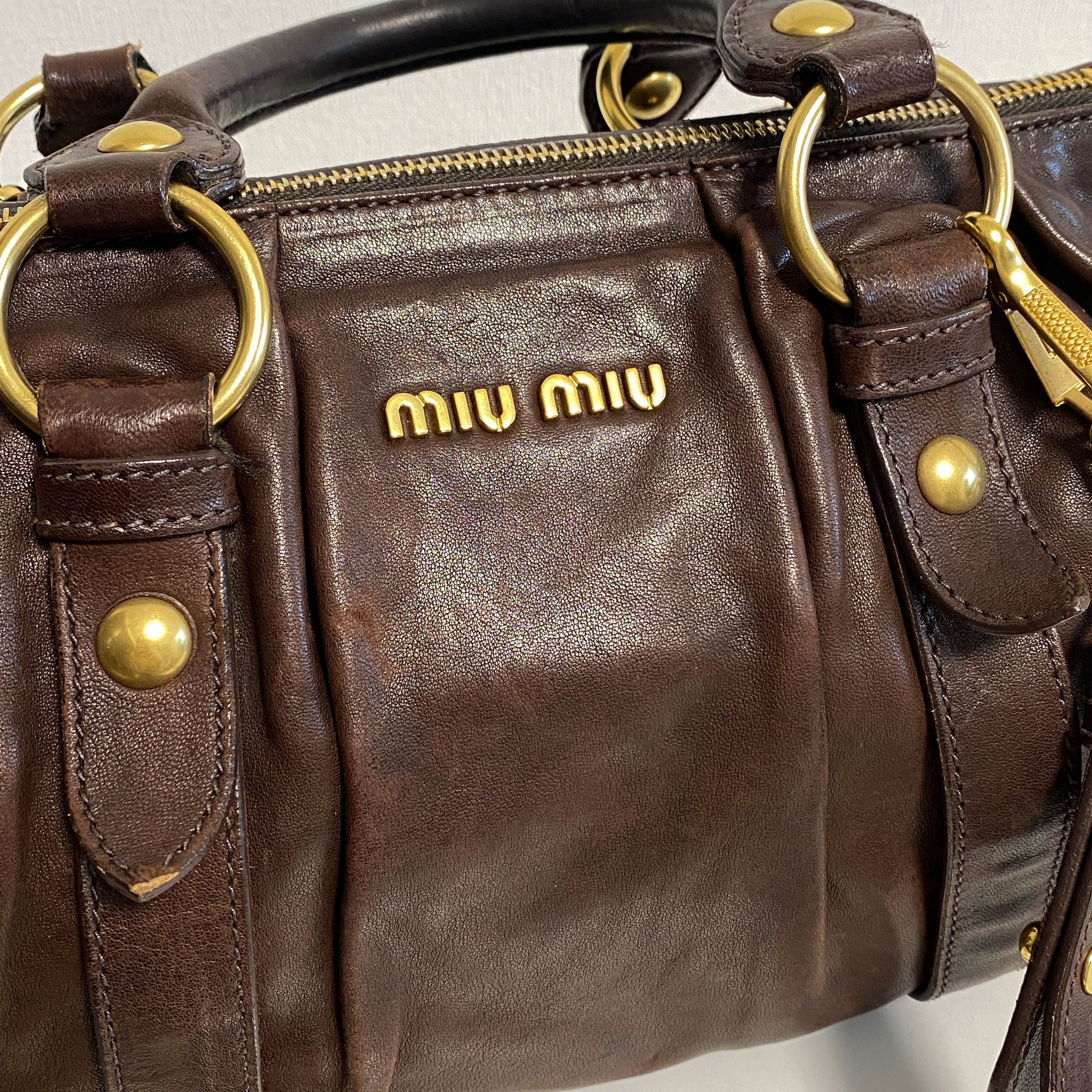 Vitello Brown Leather Handbag Shoulder Bag