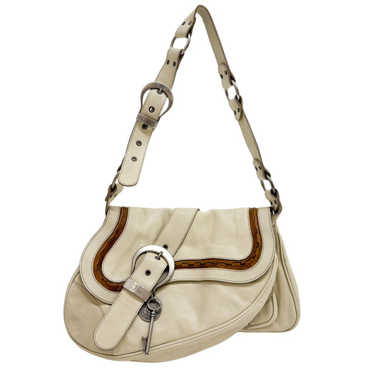 Gaucho Cream Beige Leather Shoulder Bag