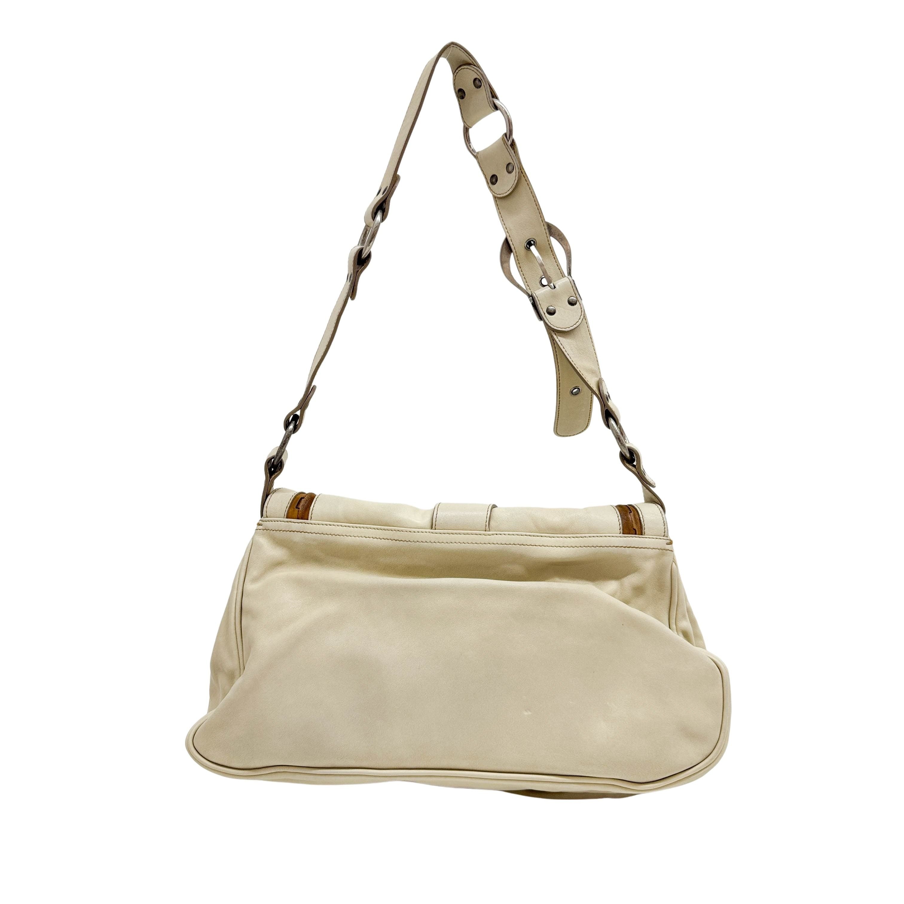 Gaucho Cream Beige Leather Shoulder Bag
