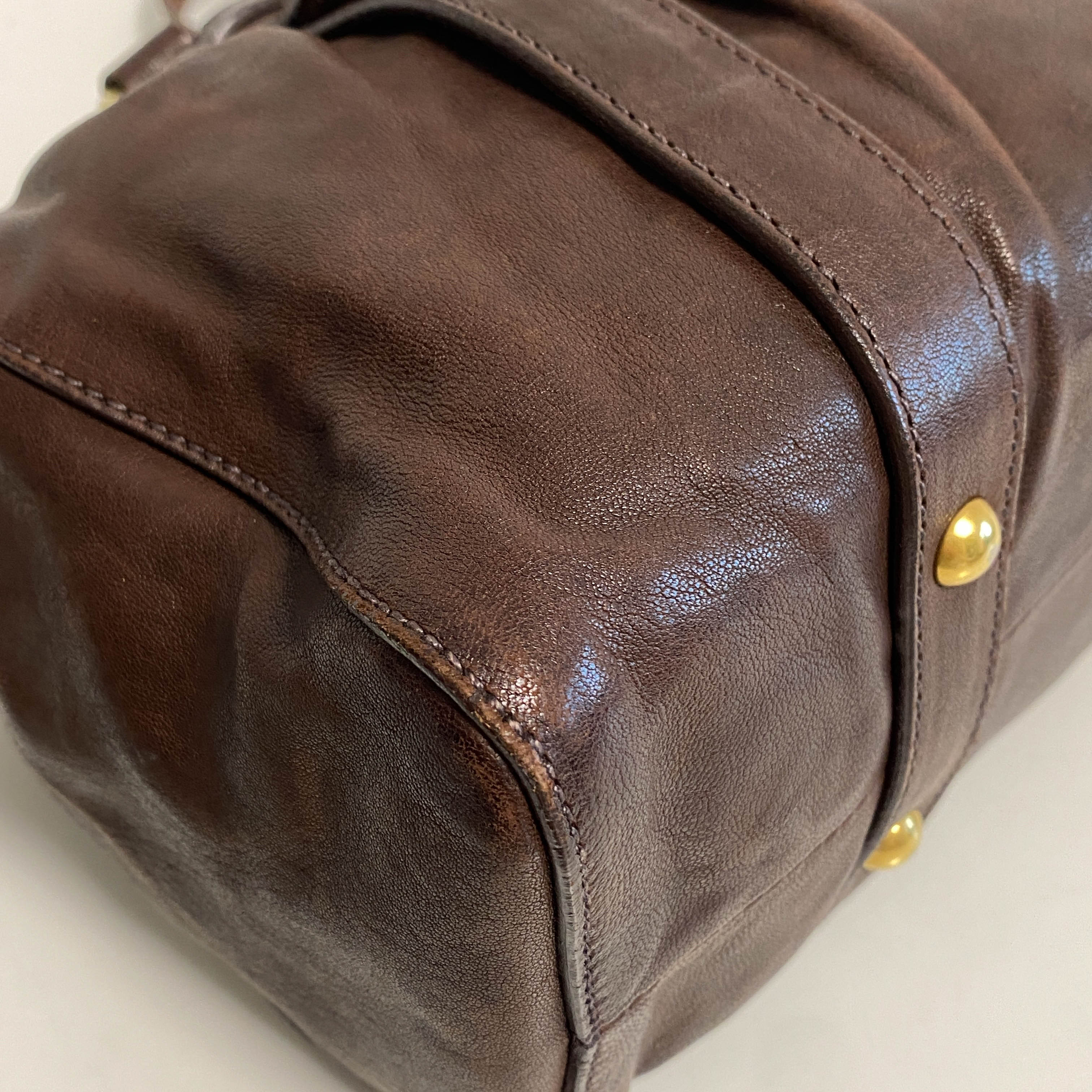 Vitello Brown Leather Handbag Shoulder Bag