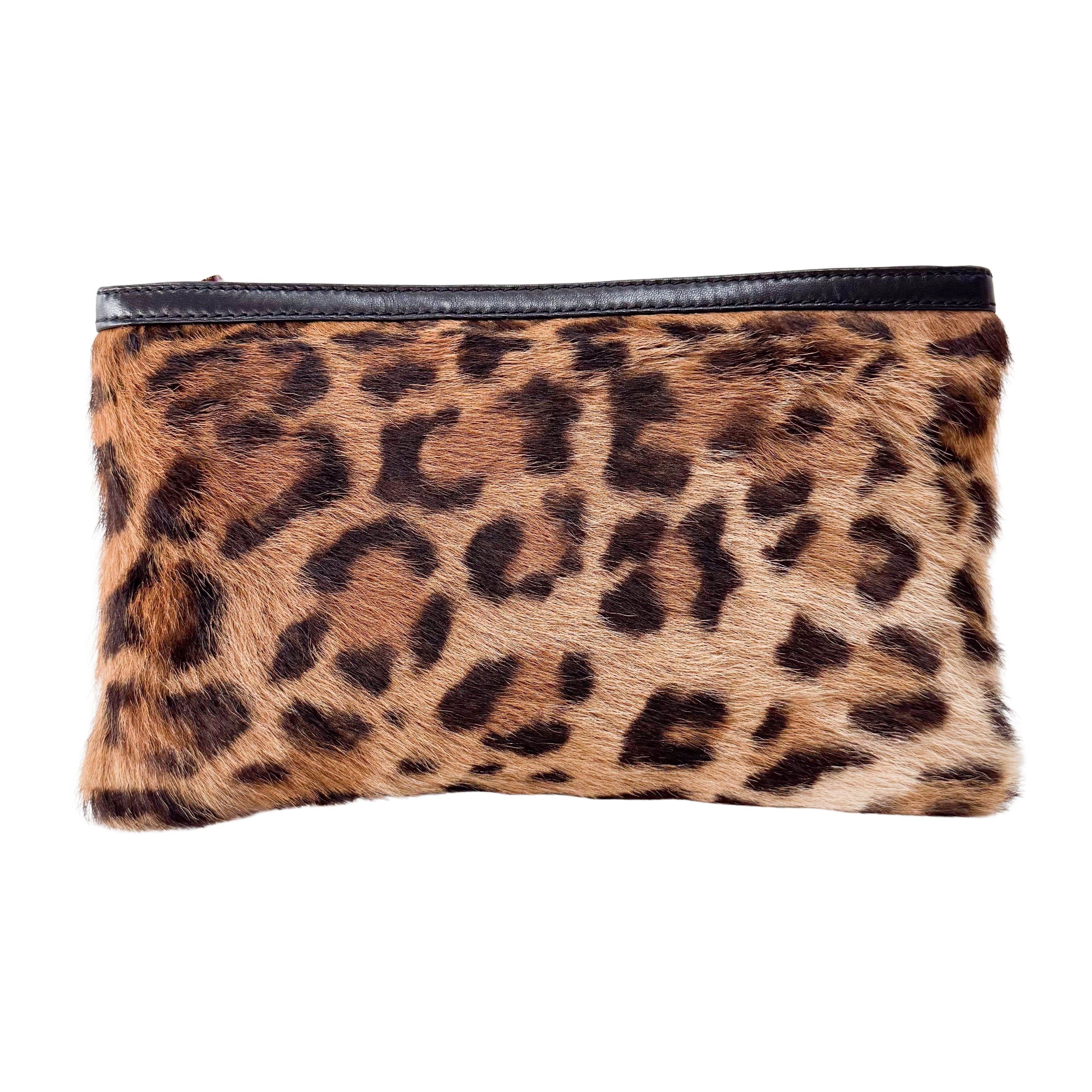 Brown Leopard Print Pouch