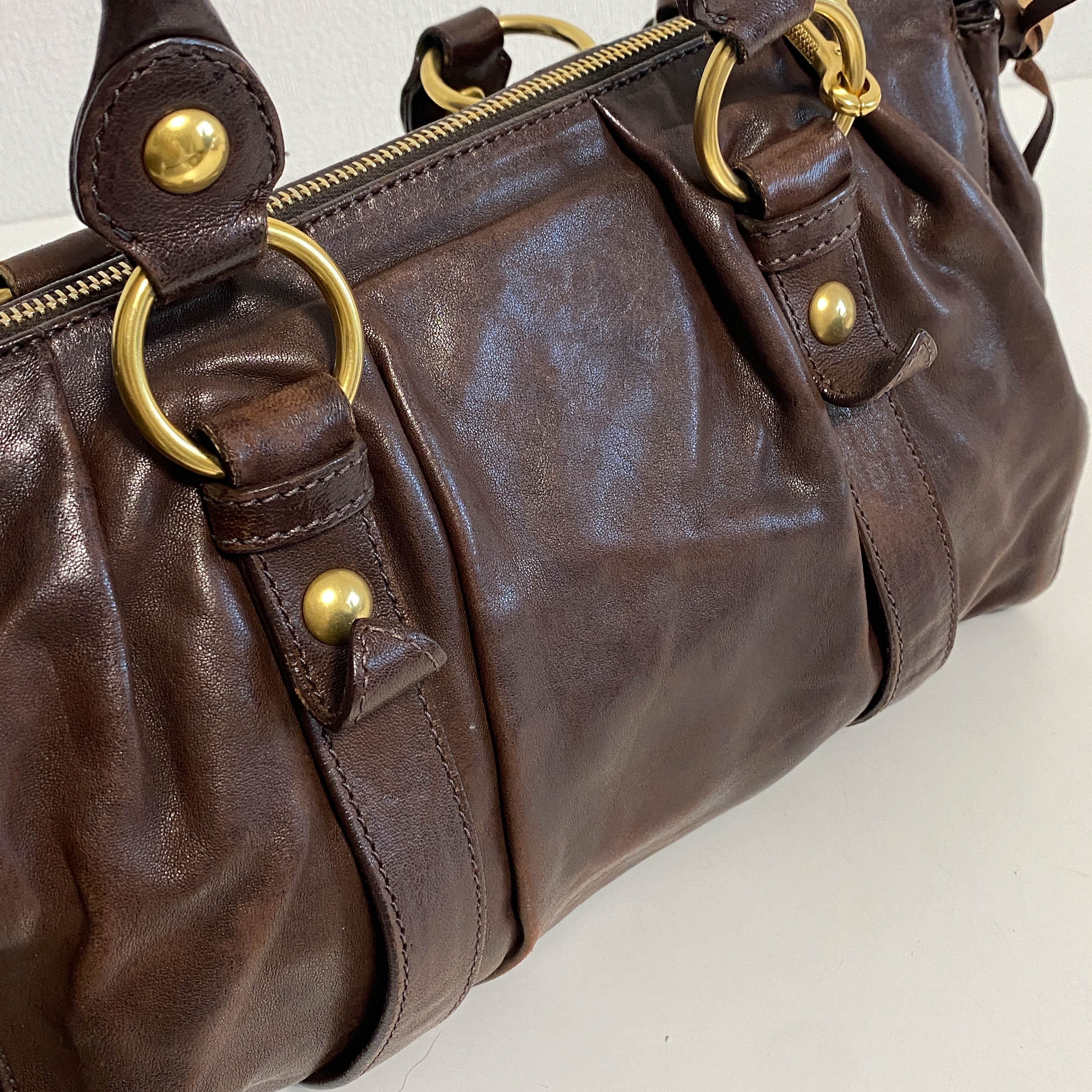 Vitello Brown Leather Handbag Shoulder Bag