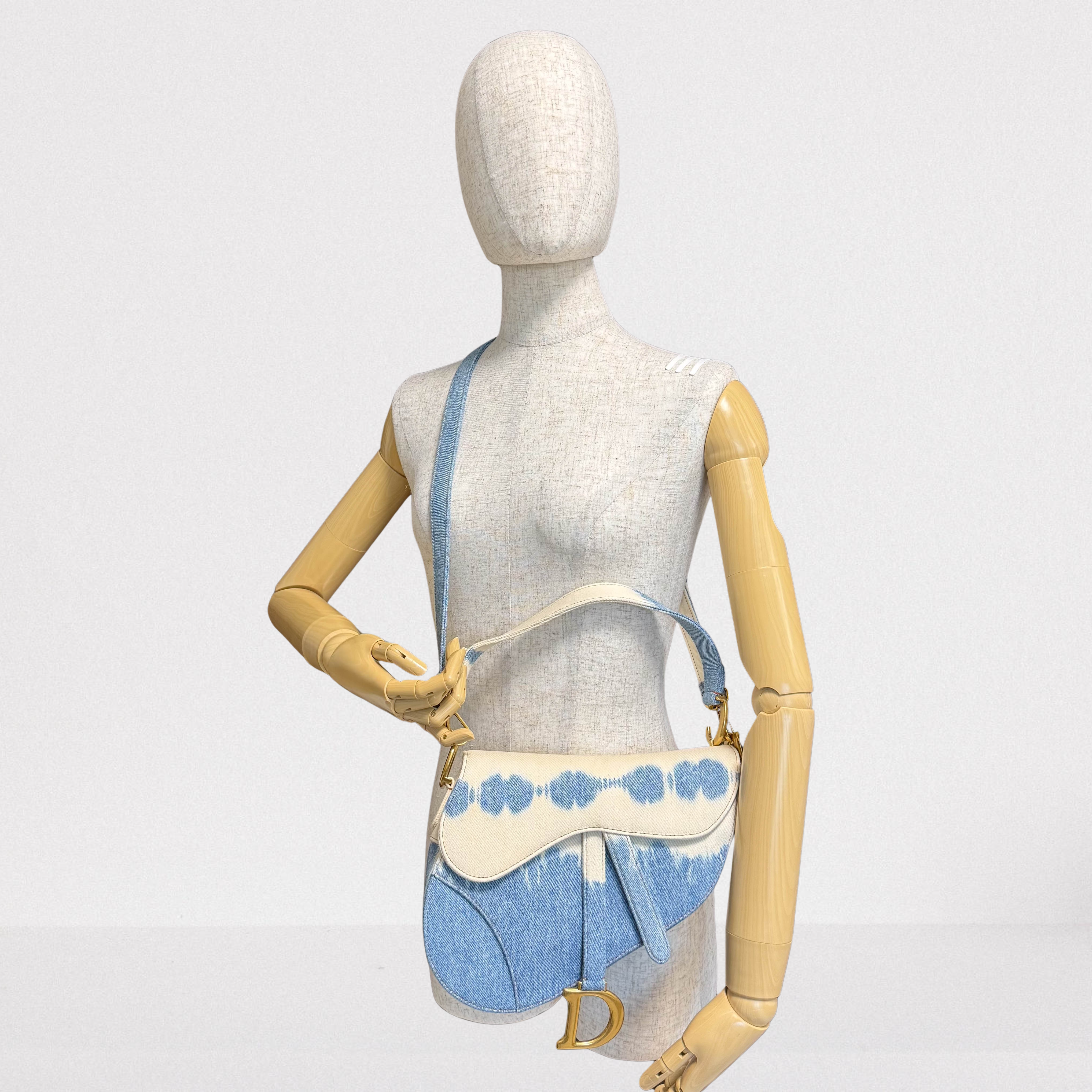 Saddle Light Blue Denim Shoulder Bag