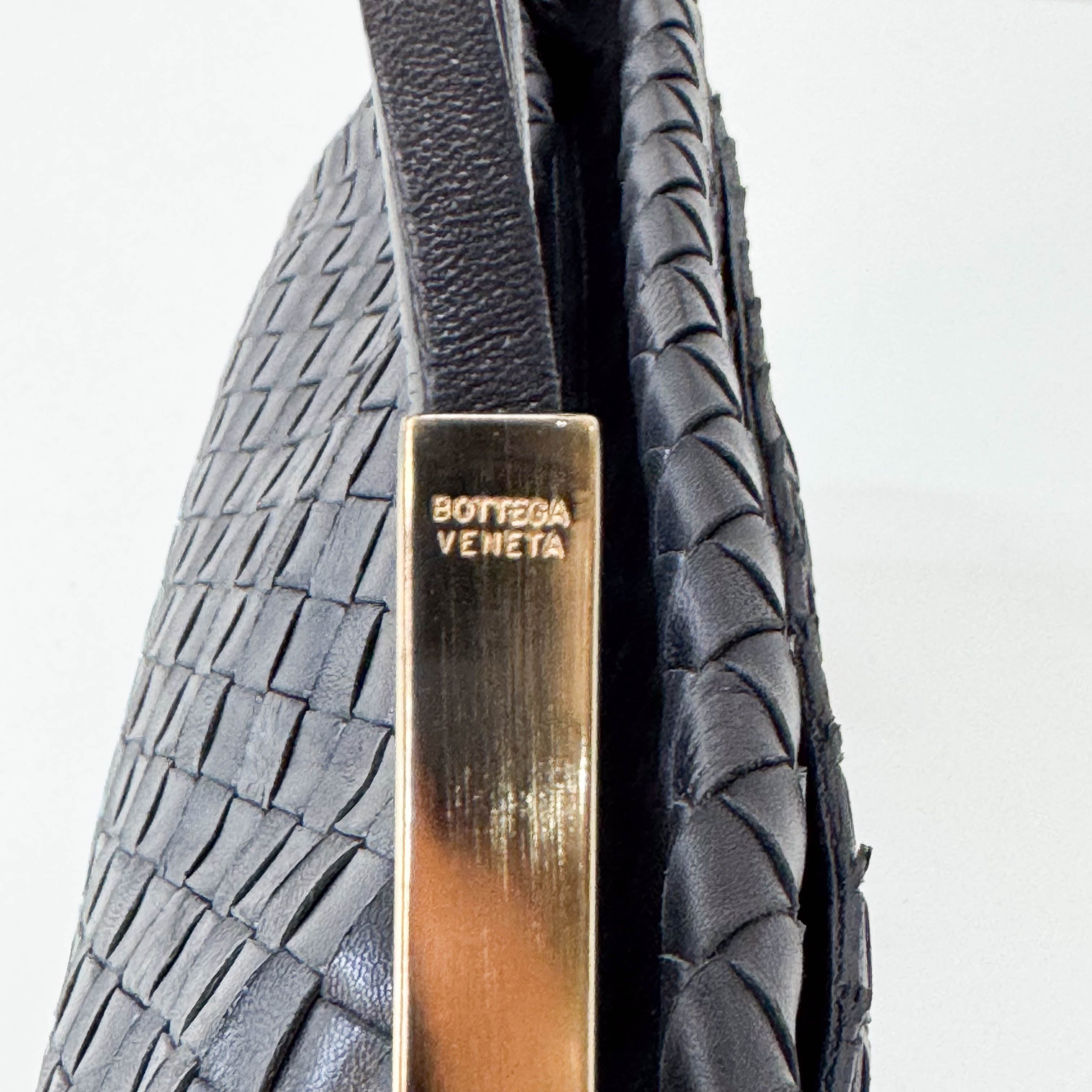 Intrecciato Black Leather Shoulder Bag