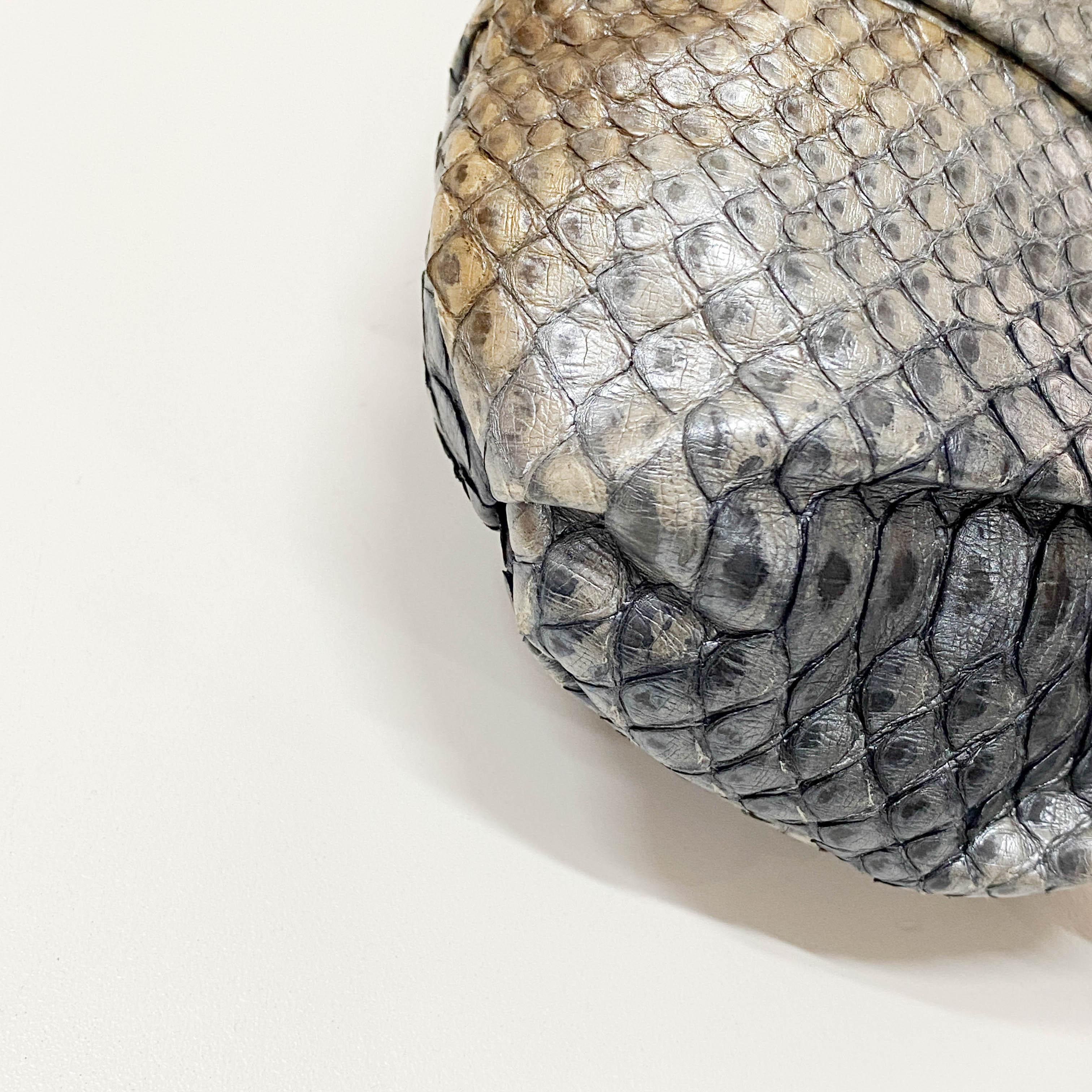 Grey Embossed Lizard Leather Shoulder Bag