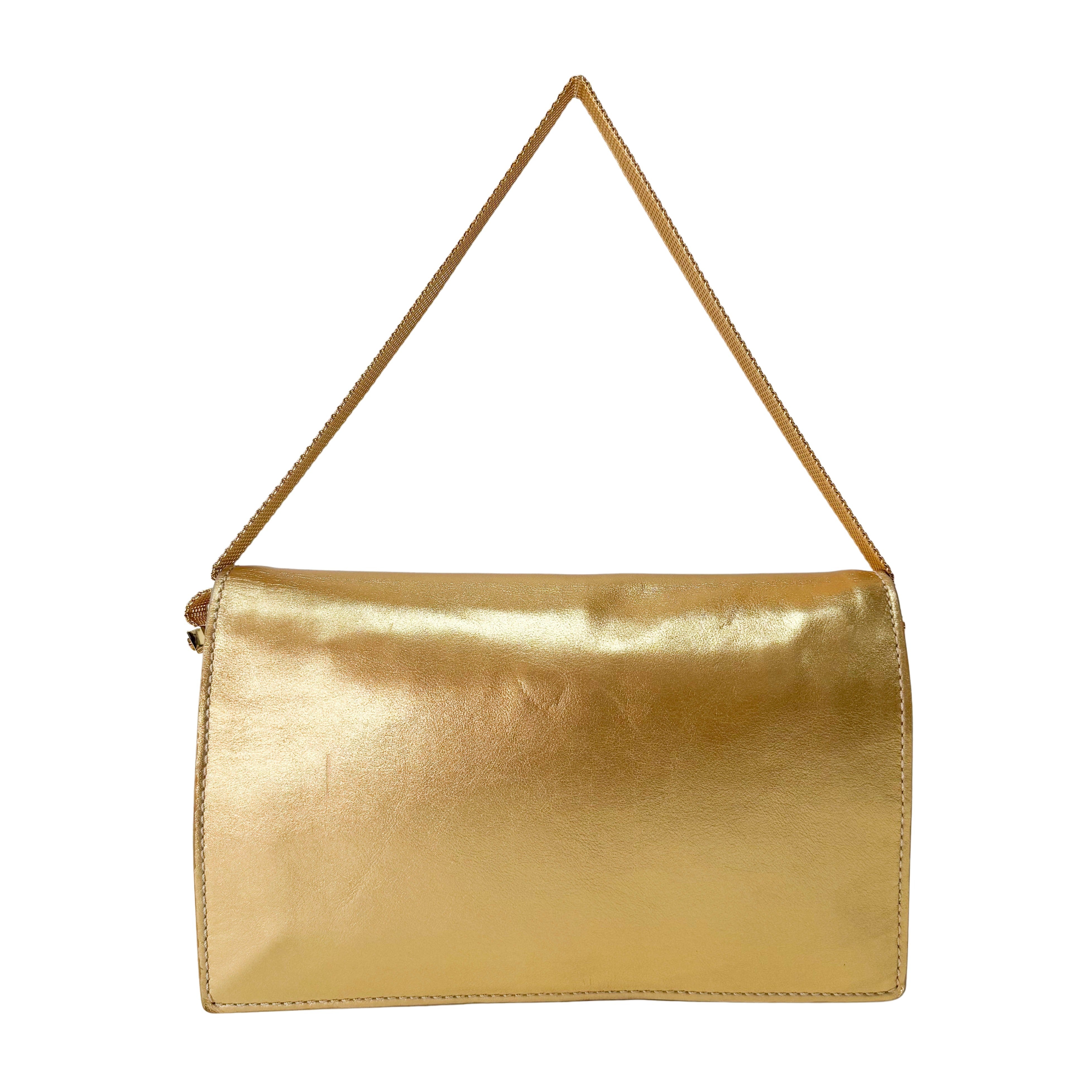 Gold Leather Shoulder Bag