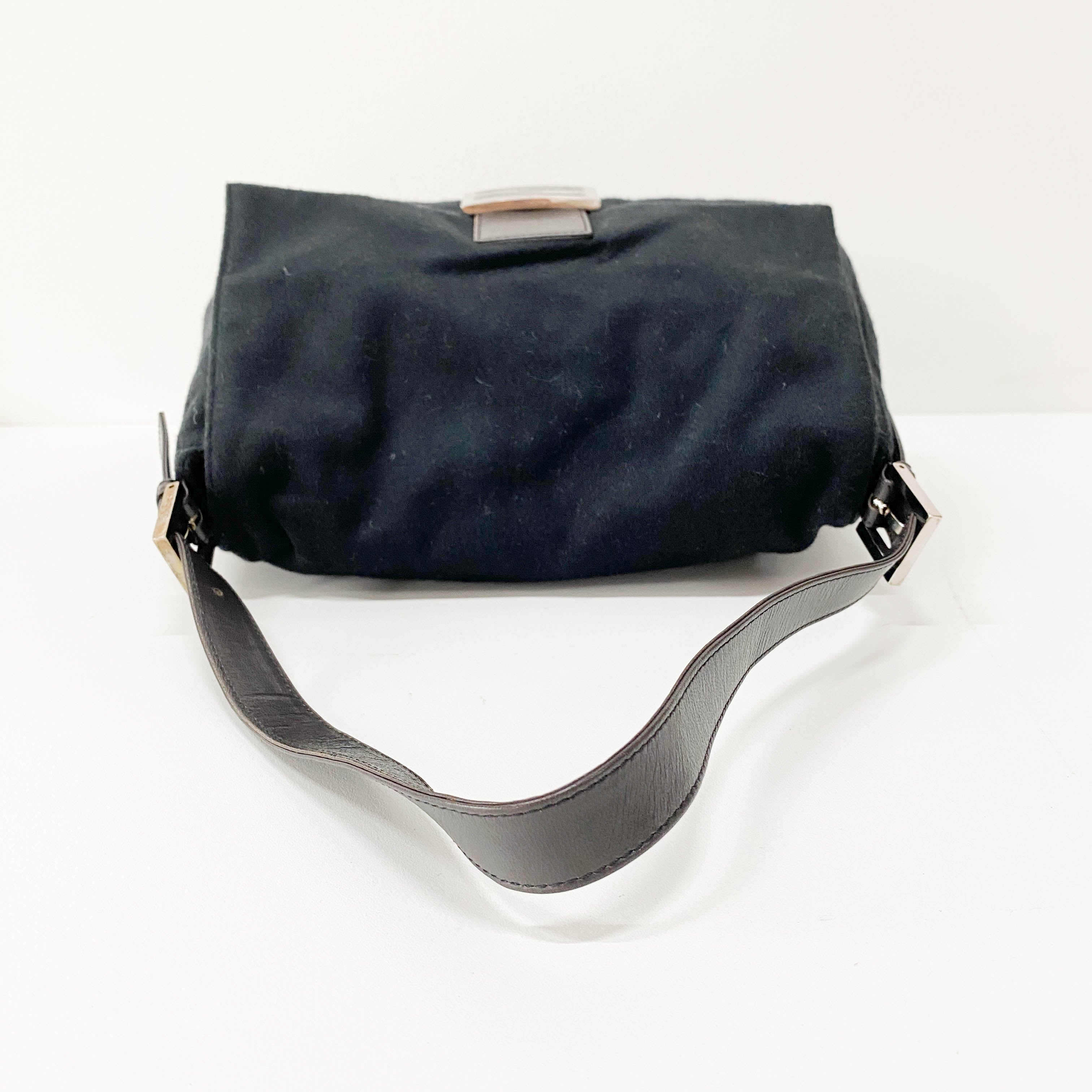 Mamma Baguette Black Wool Shoulder Bag