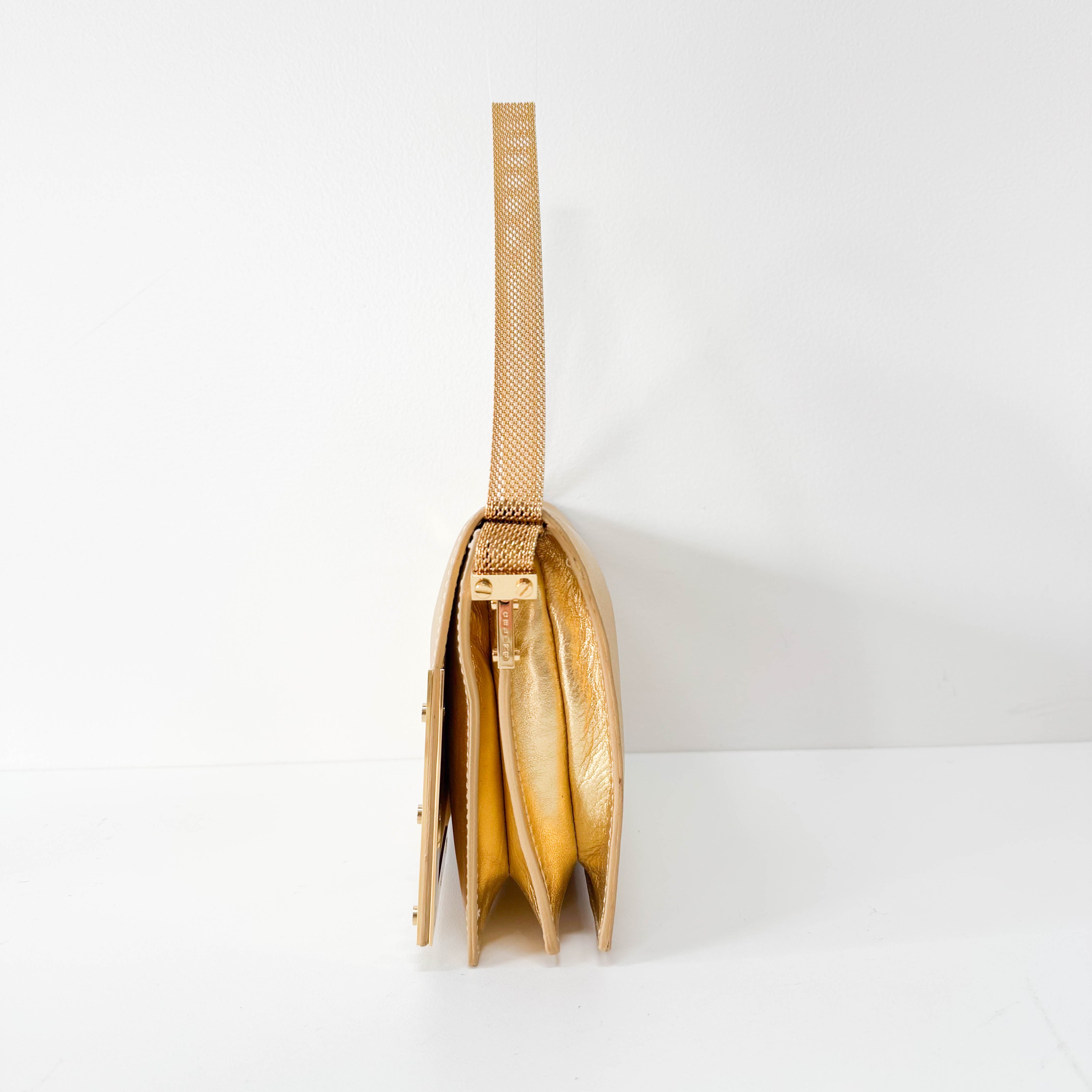 Gold Leather Shoulder Bag