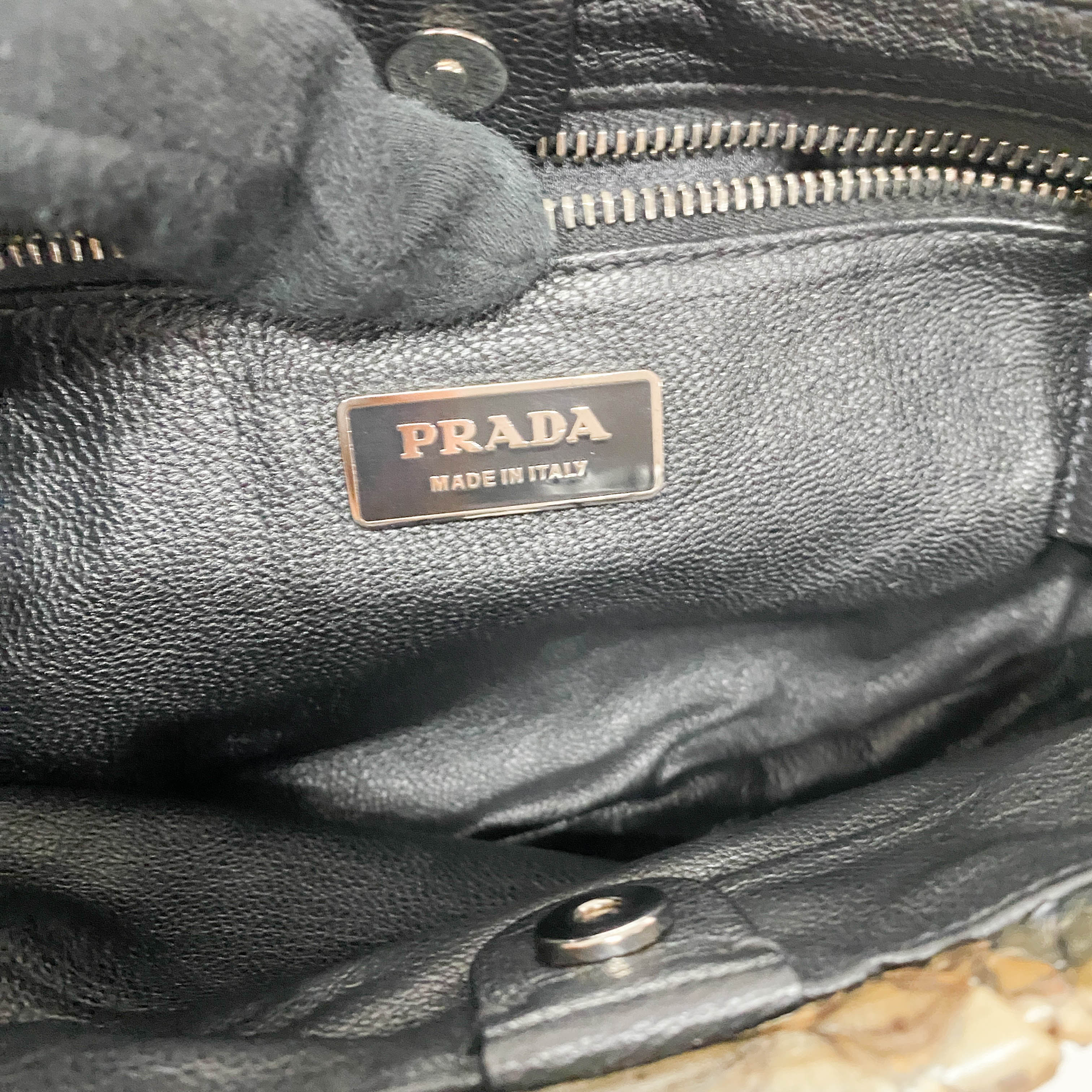 Grey Embossed Lizard Leather Shoulder Bag