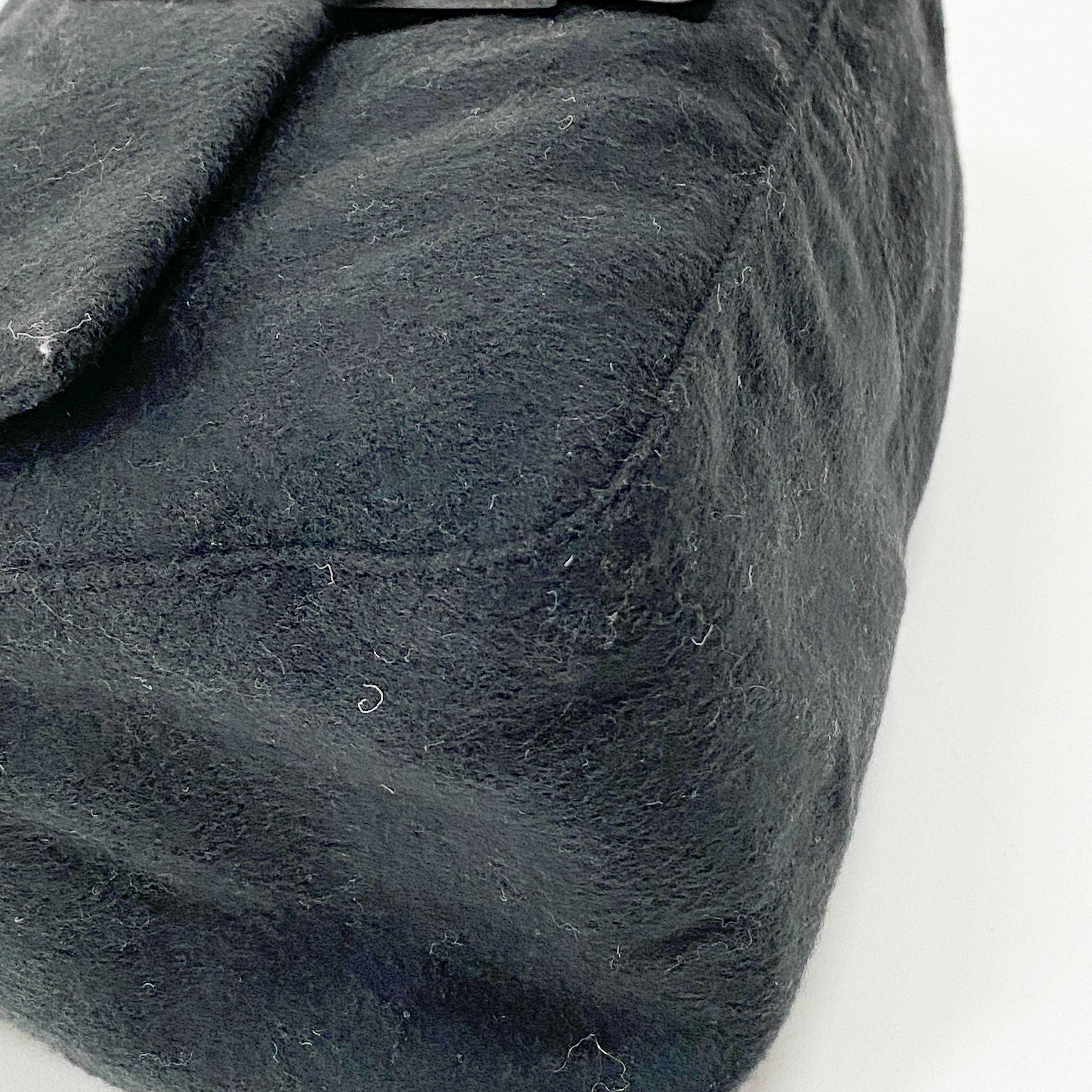 Mamma Baguette Black Wool Shoulder Bag