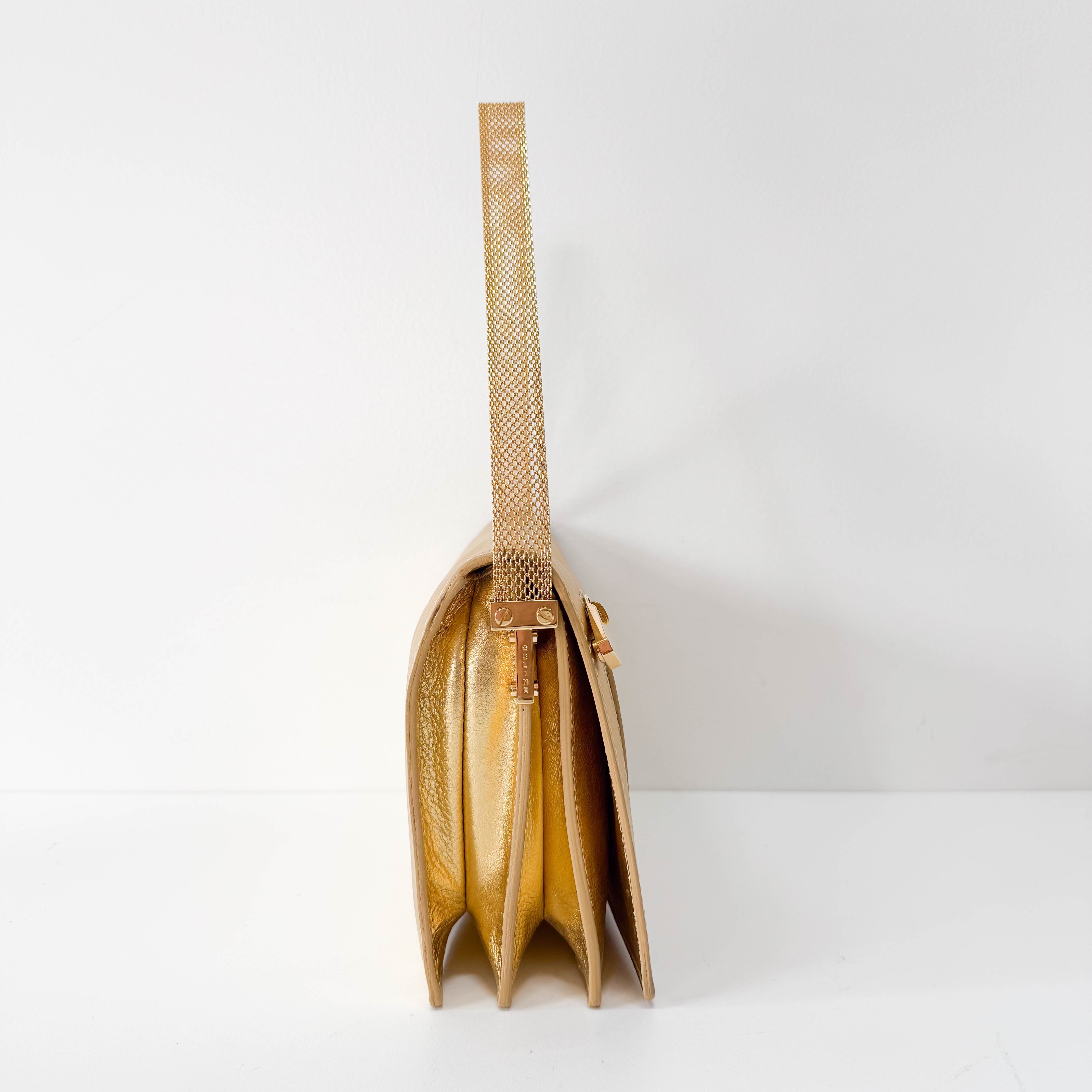 Gold Leather Shoulder Bag