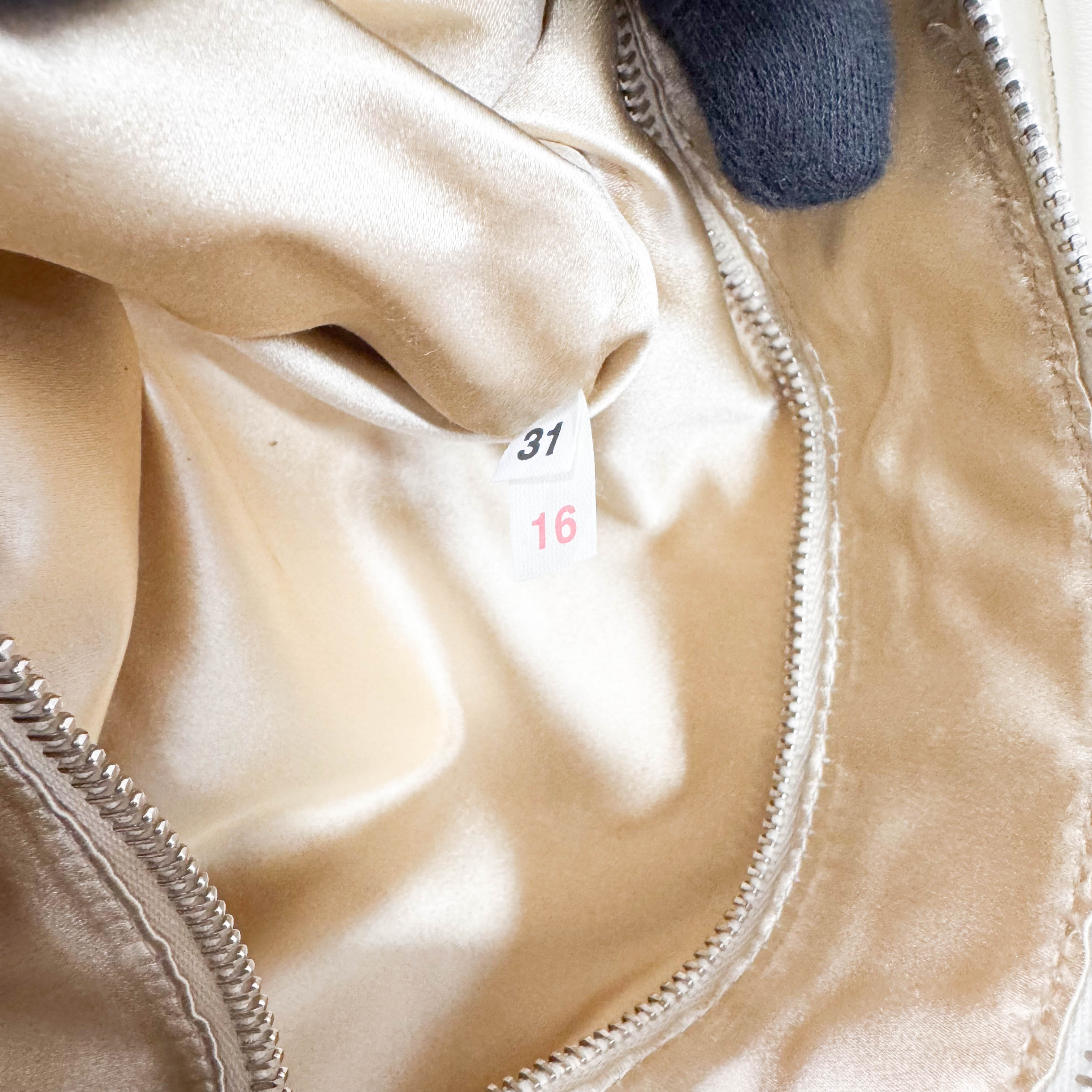 White Leather Embroidered Shoulder Bag