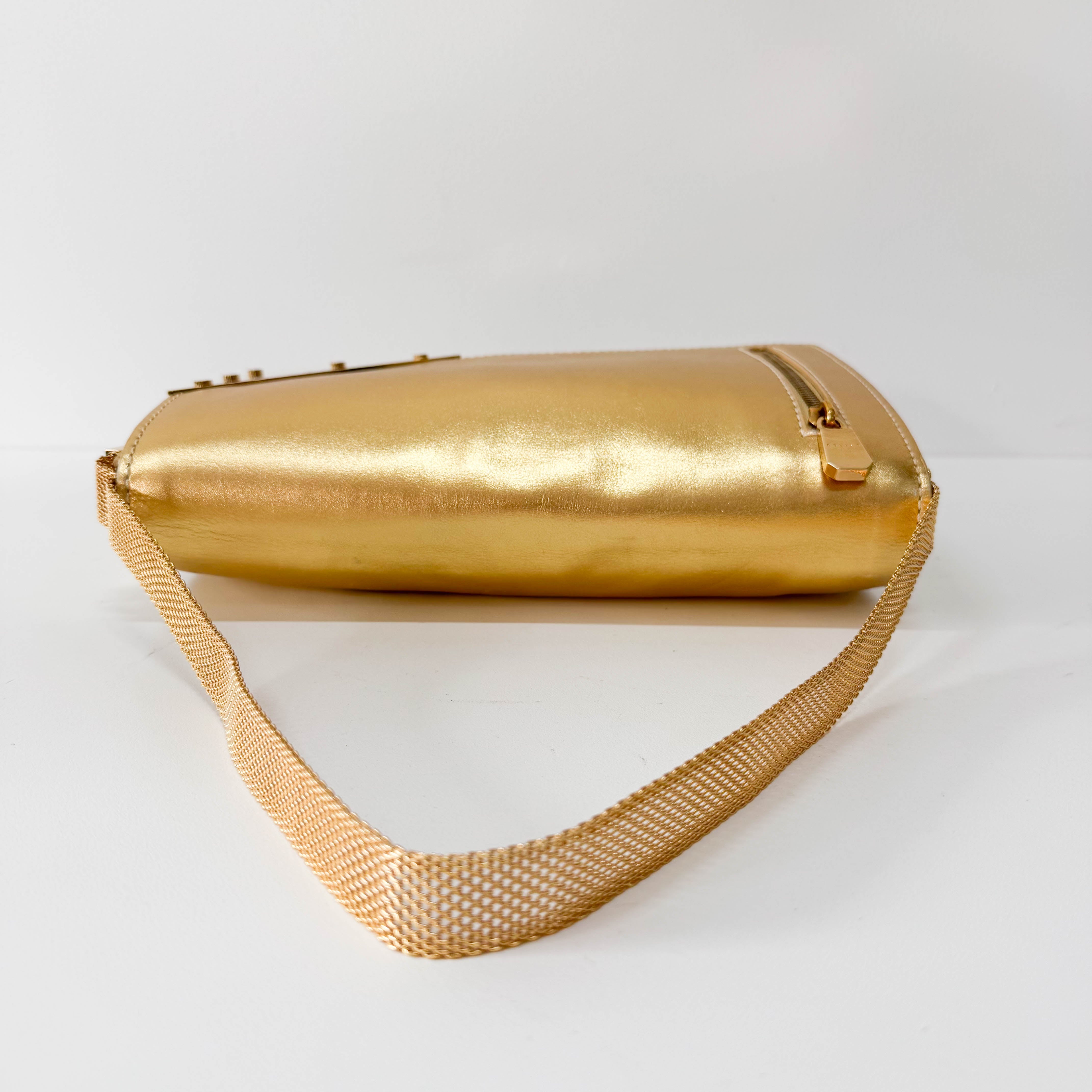 Gold Leather Shoulder Bag