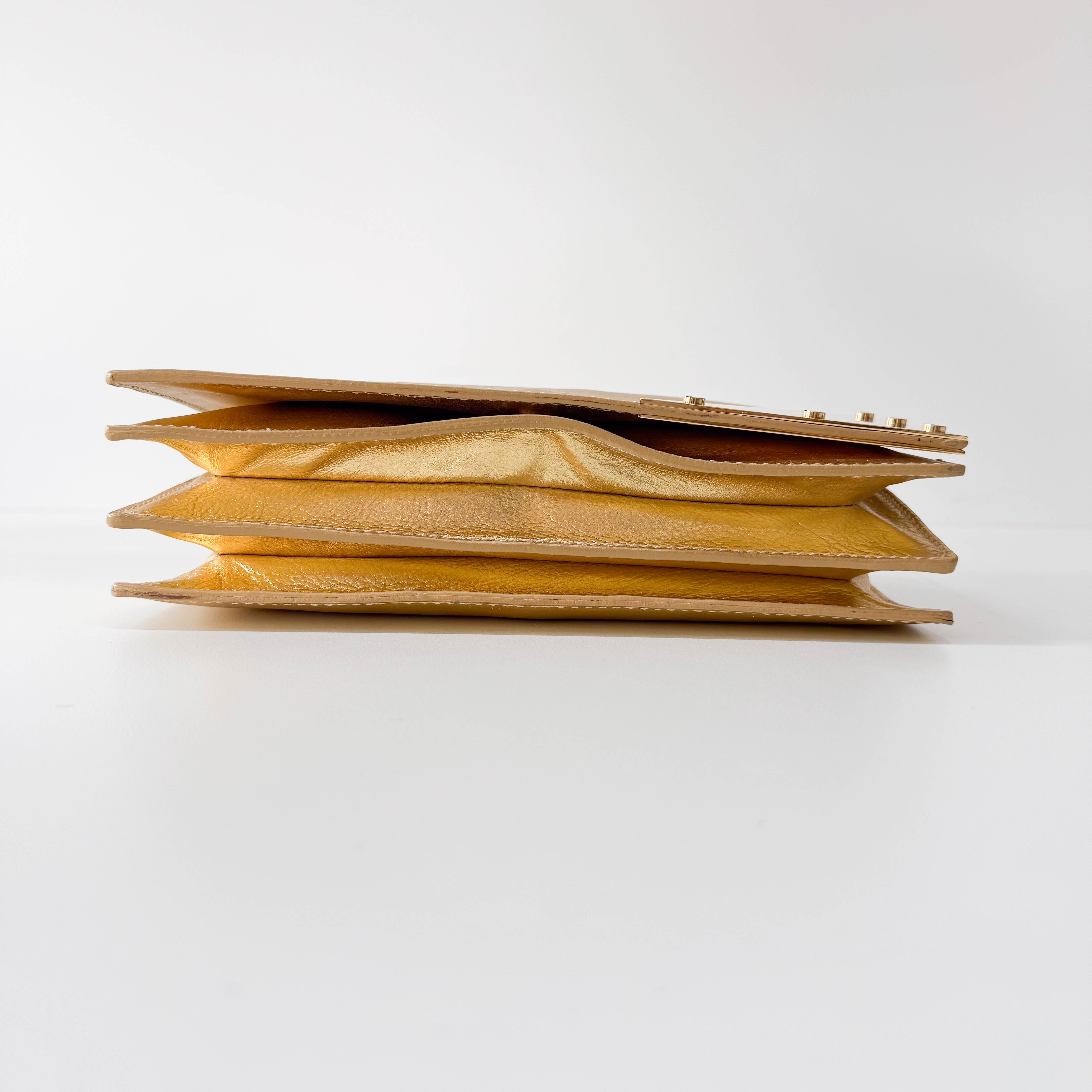 Gold Leather Shoulder Bag