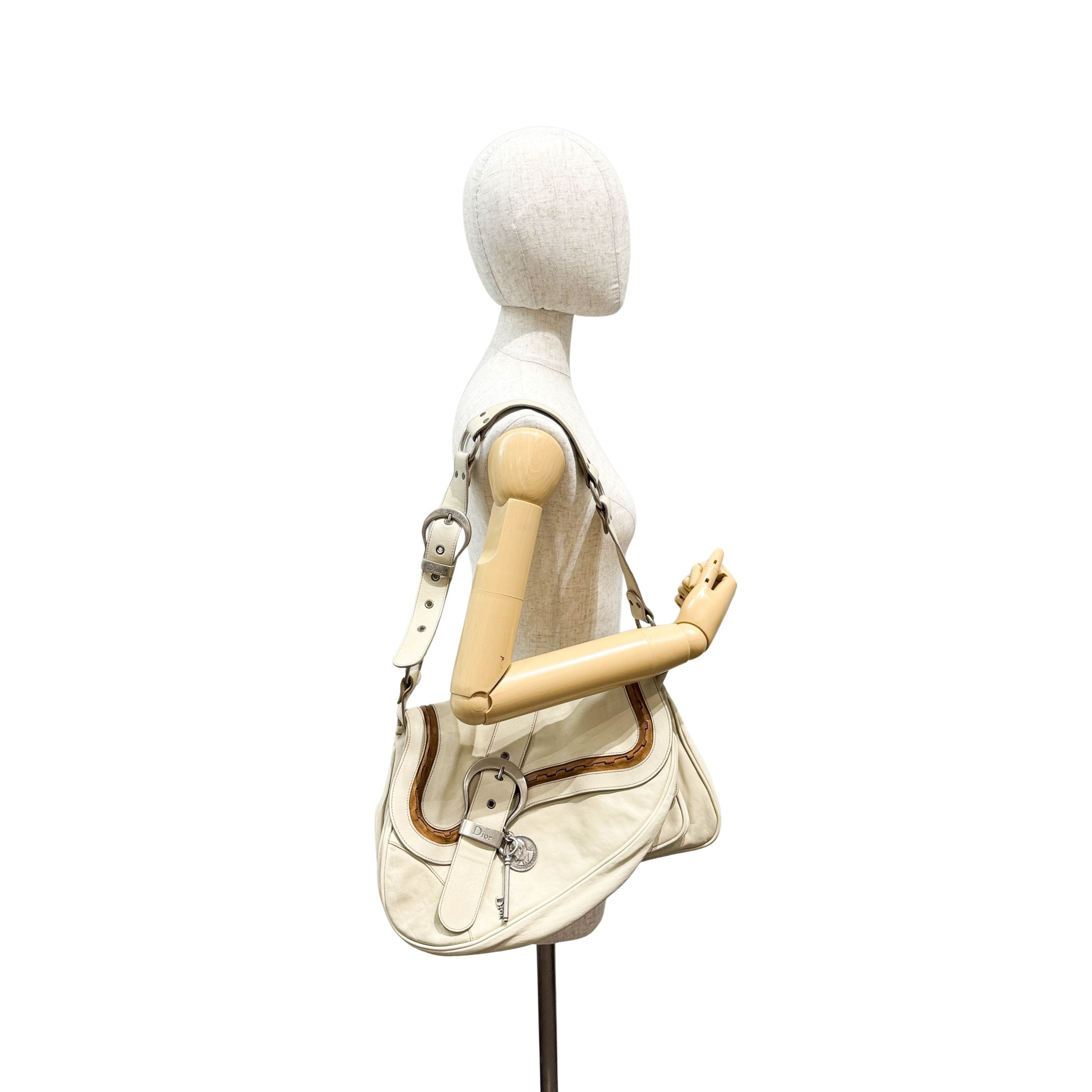 Gaucho Cream Beige Leather Shoulder Bag