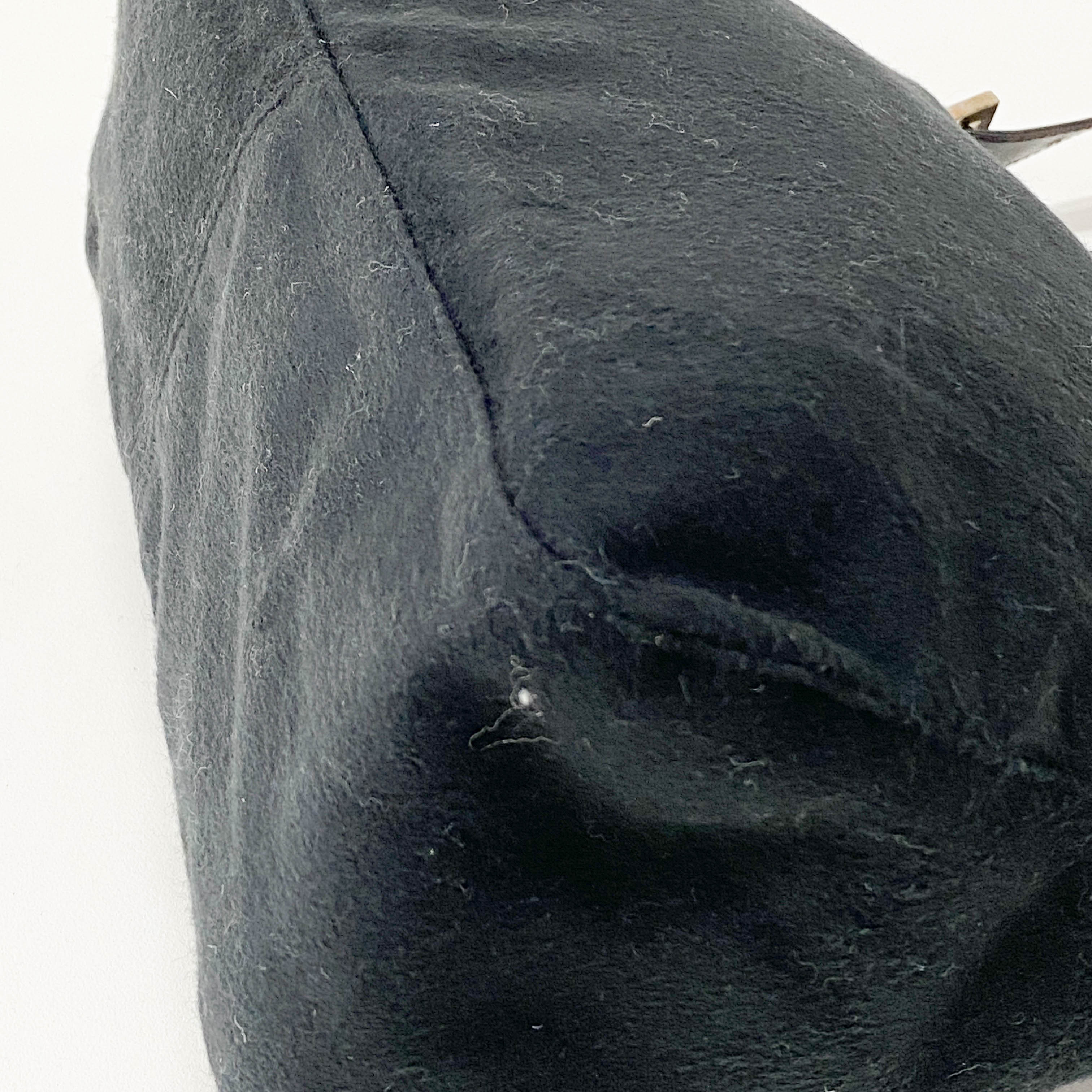 Mamma Baguette Black Wool Shoulder Bag