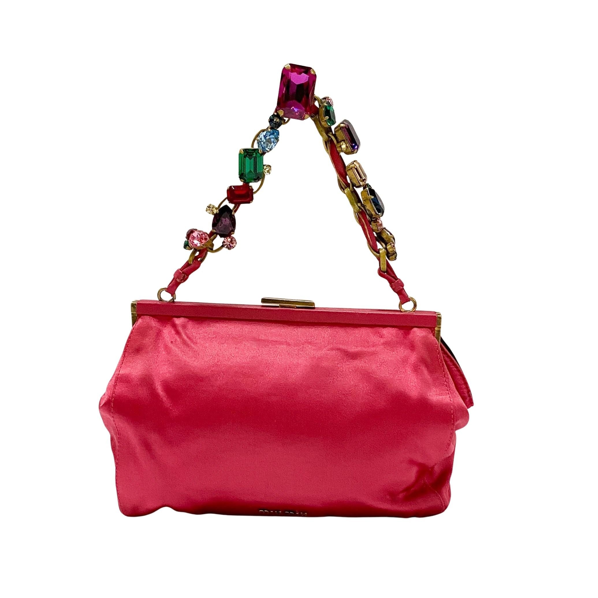 Small Pink Satin Accessory Pouch Handbag