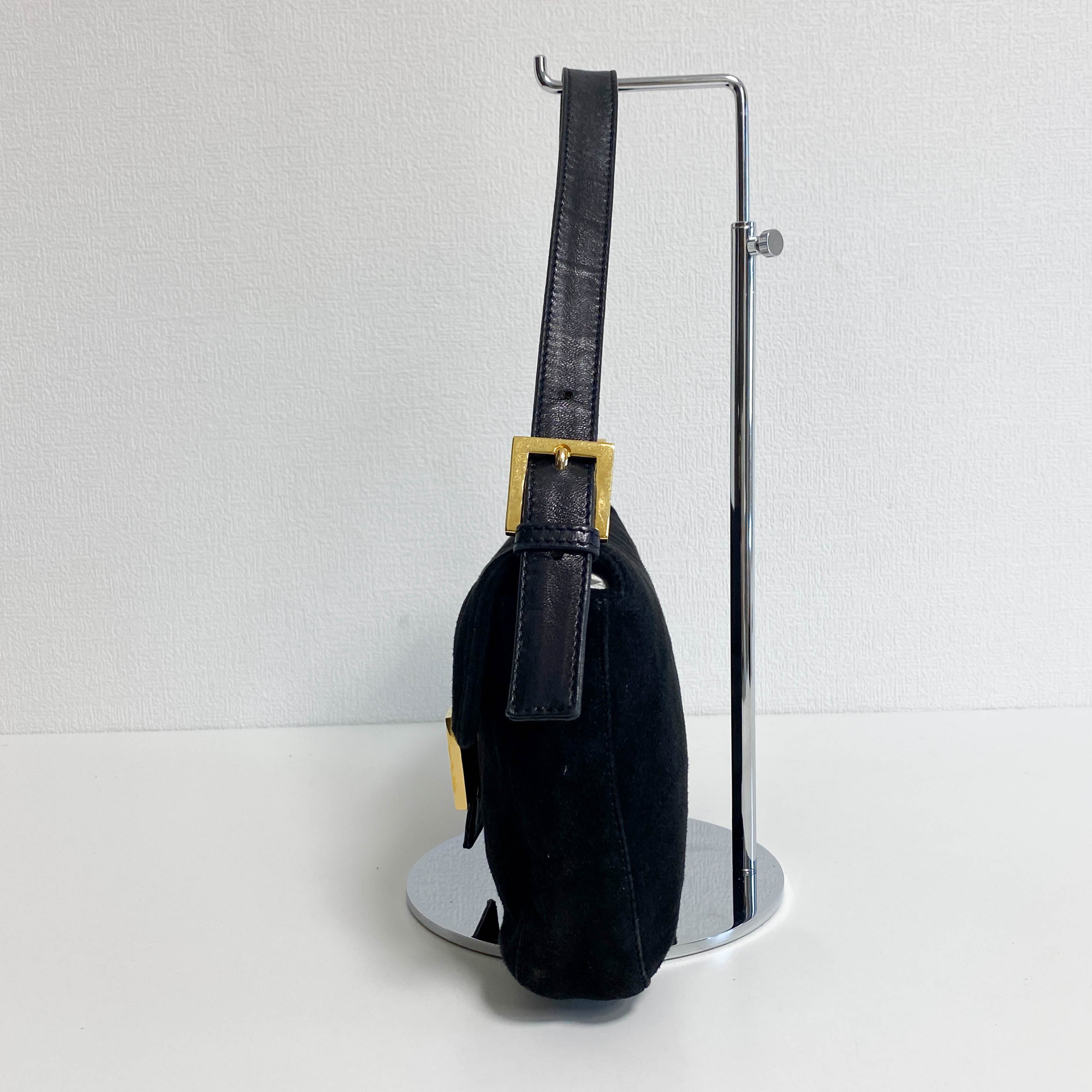 Baguette Black Suede Shoulder Bag