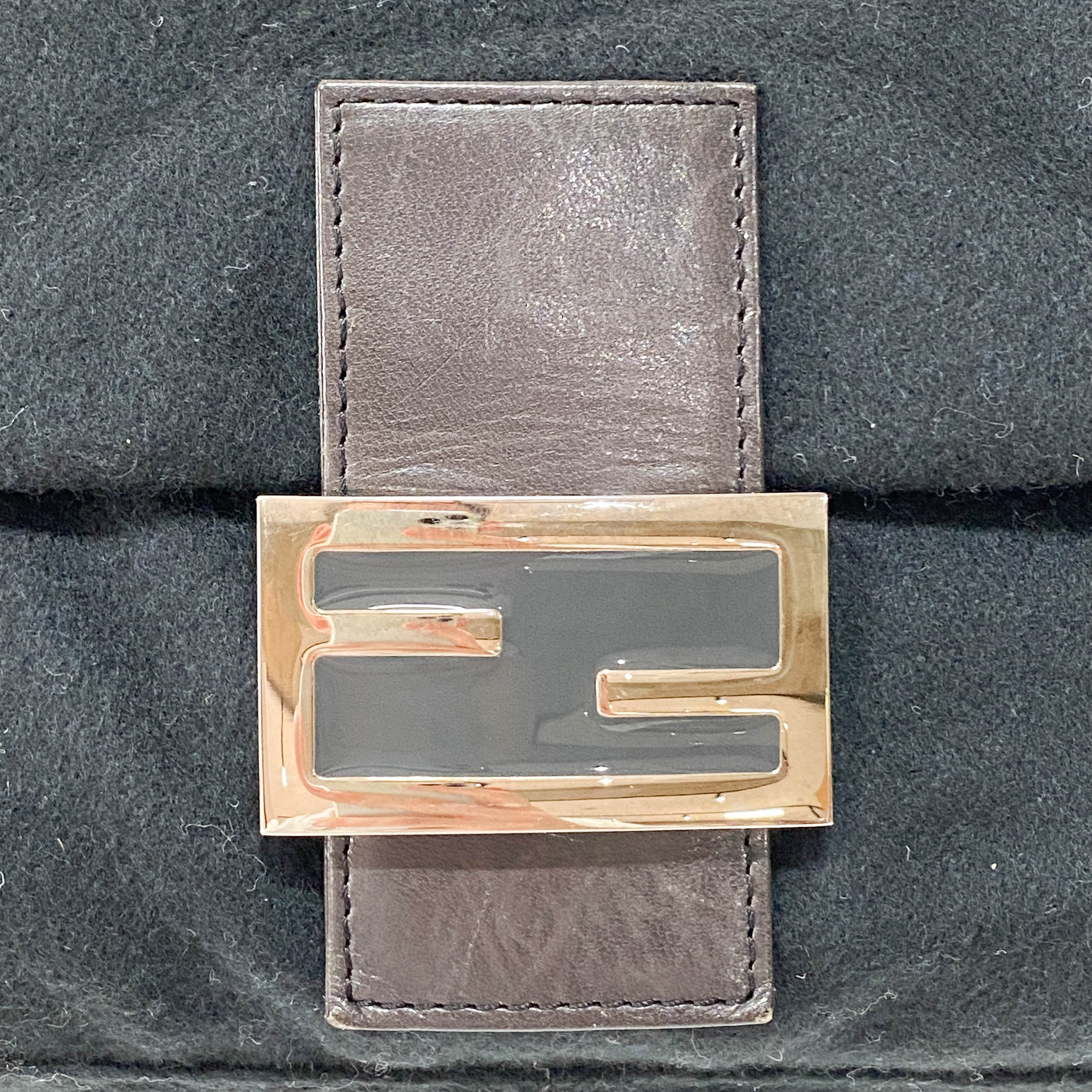 Mamma Baguette Black Wool Shoulder Bag