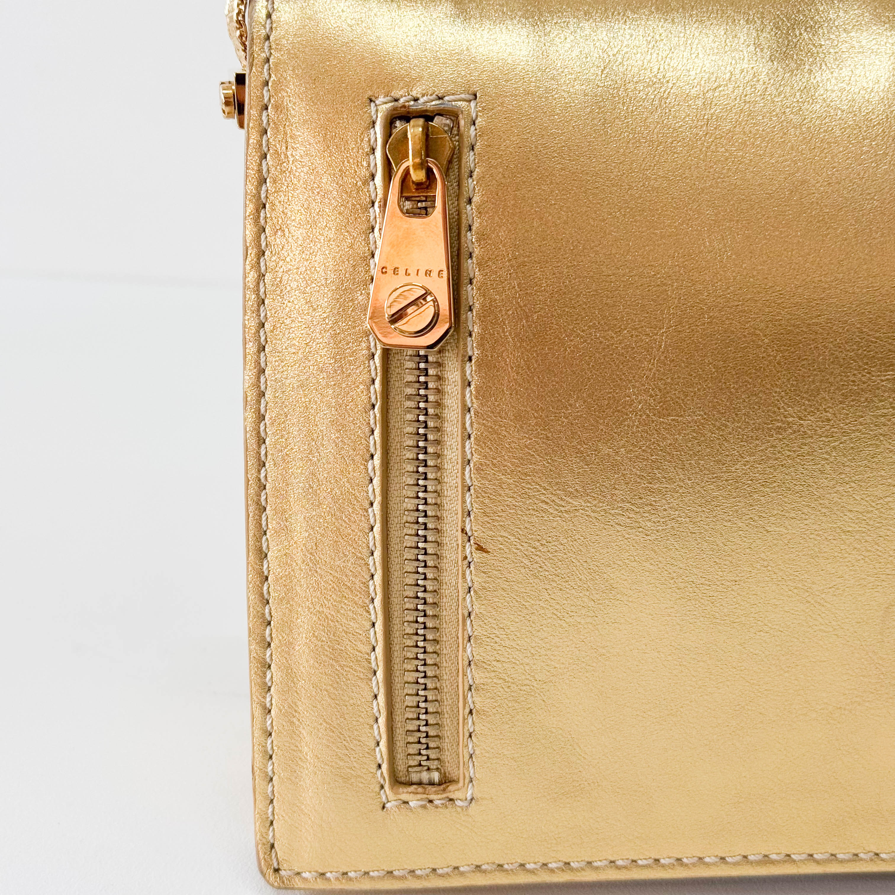 Gold Leather Shoulder Bag
