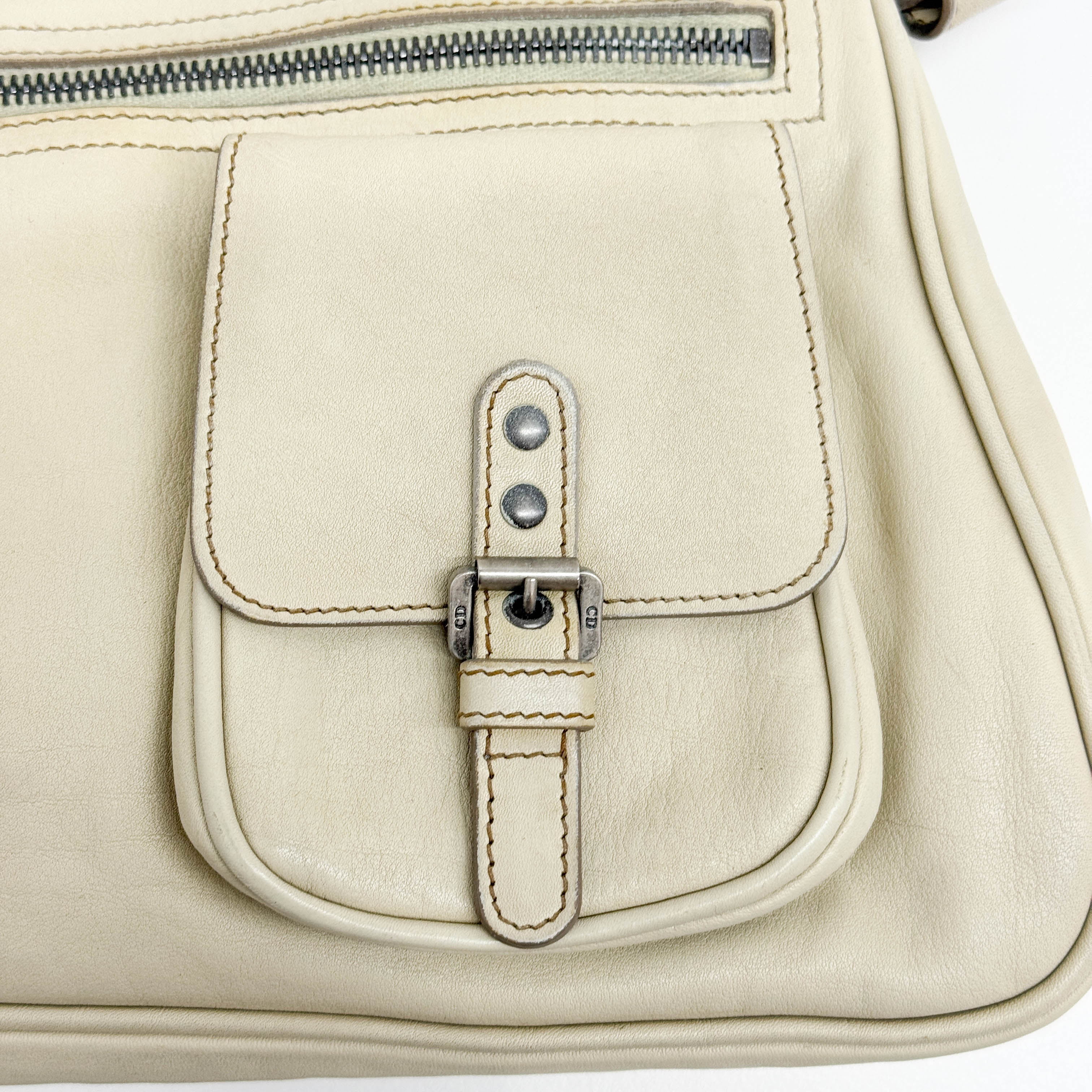 Gaucho Cream Beige Leather Shoulder Bag