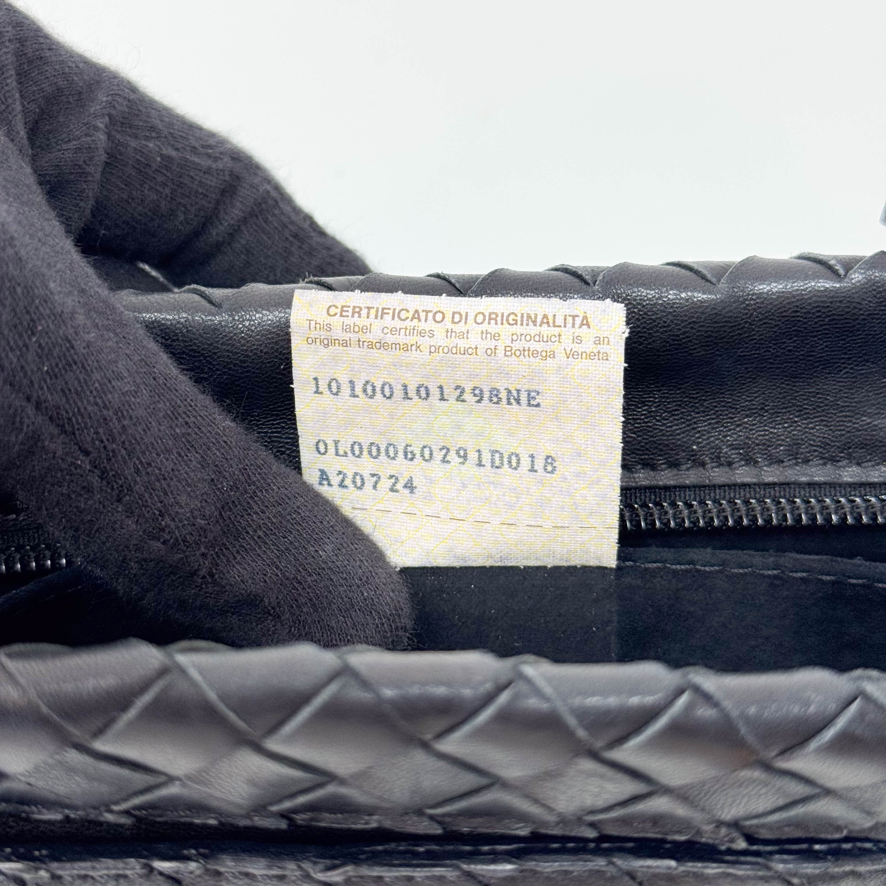 Intrecciato Black Leather Shoulder Bag