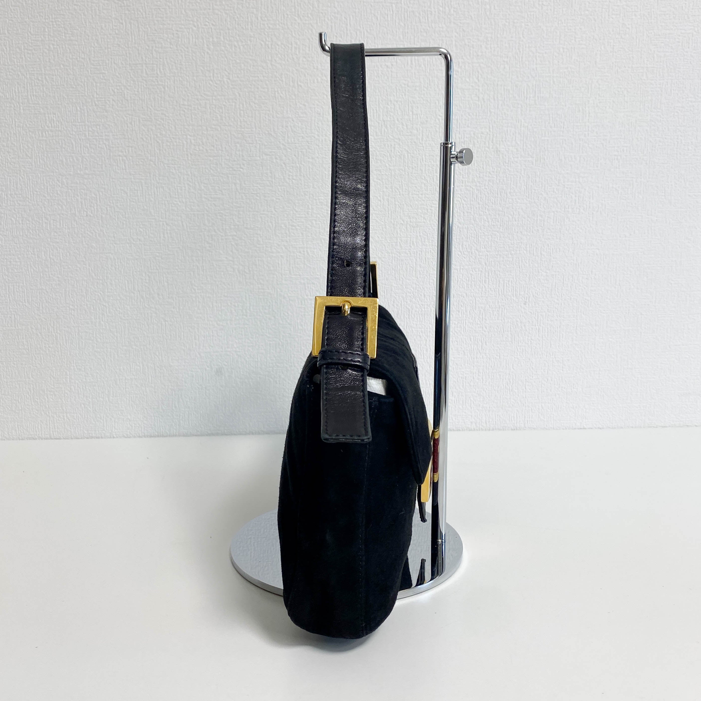 Baguette Black Suede Shoulder Bag