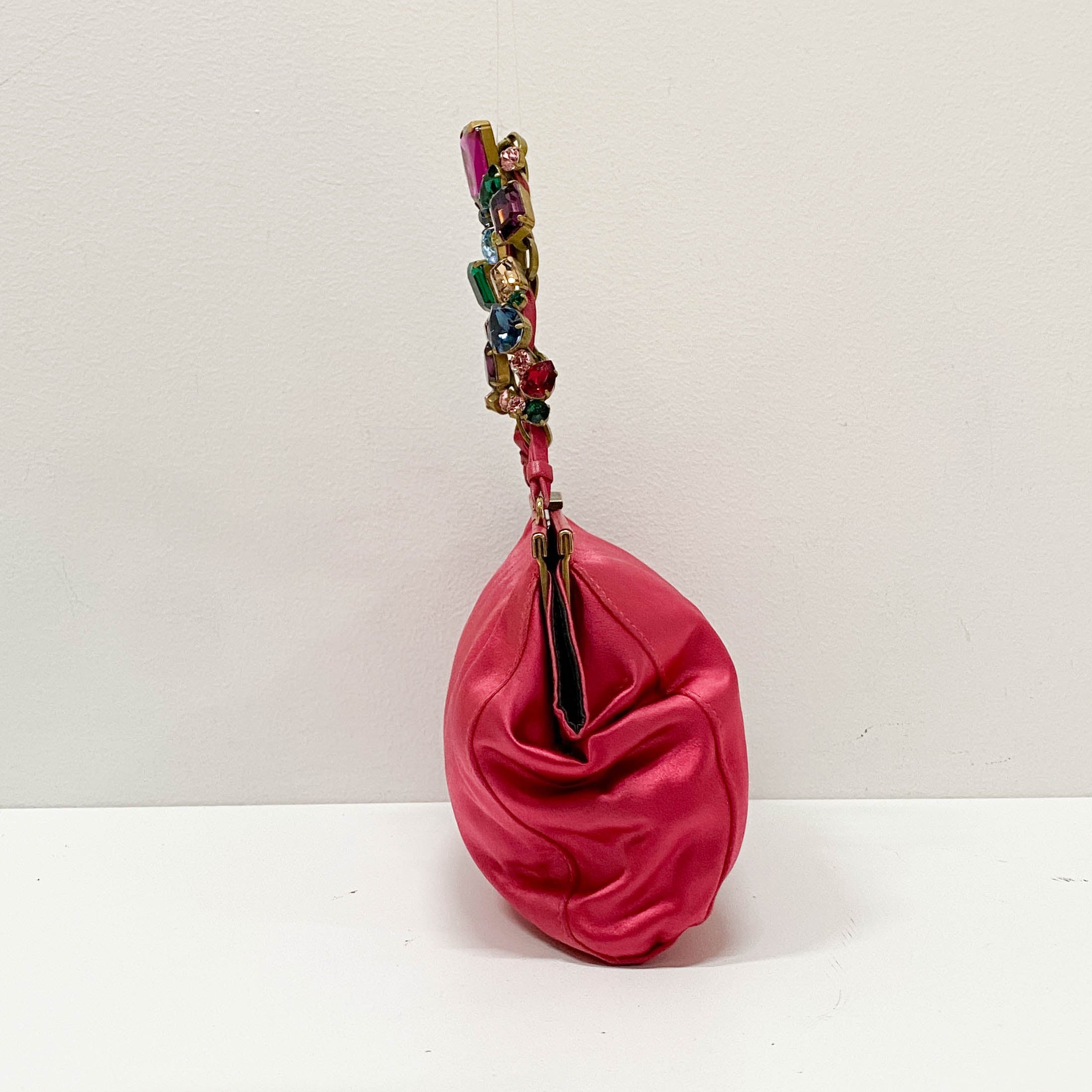 Small Pink Satin Accessory Pouch Handbag