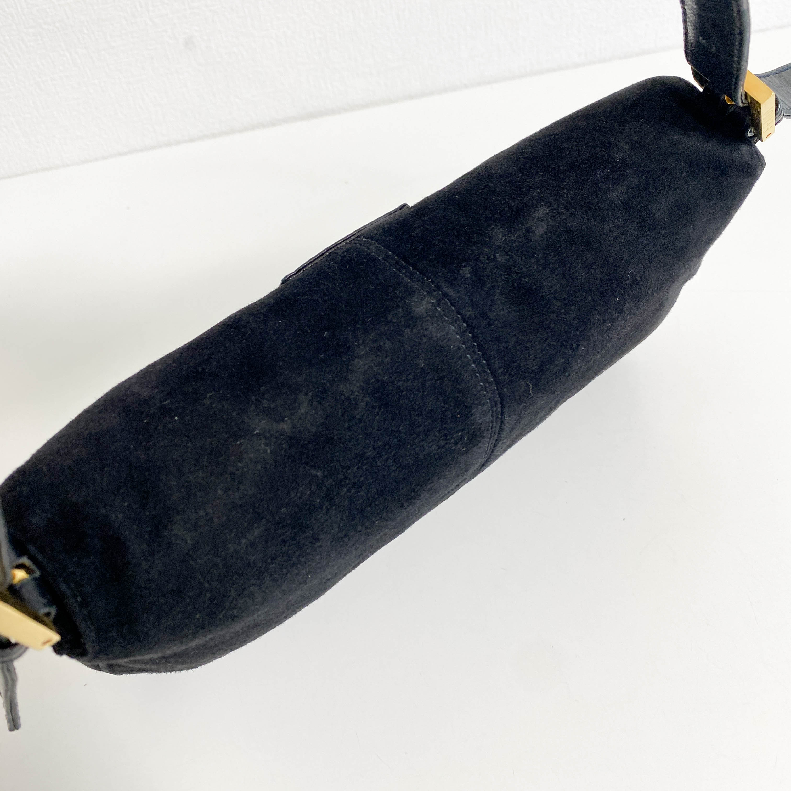 Baguette Black Suede Shoulder Bag