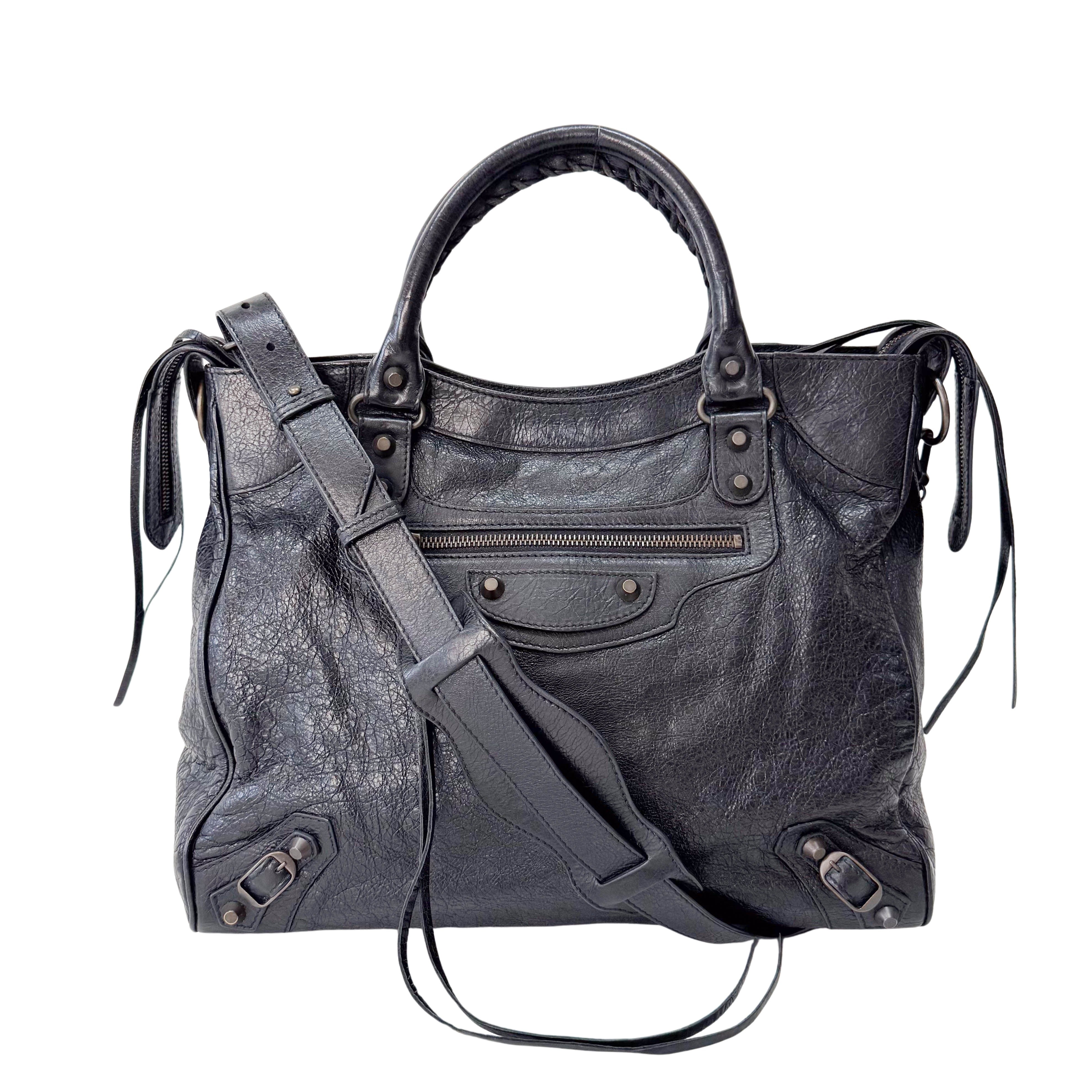 Black Leather Motocross Velo Giant 12 City Shoulder Bag