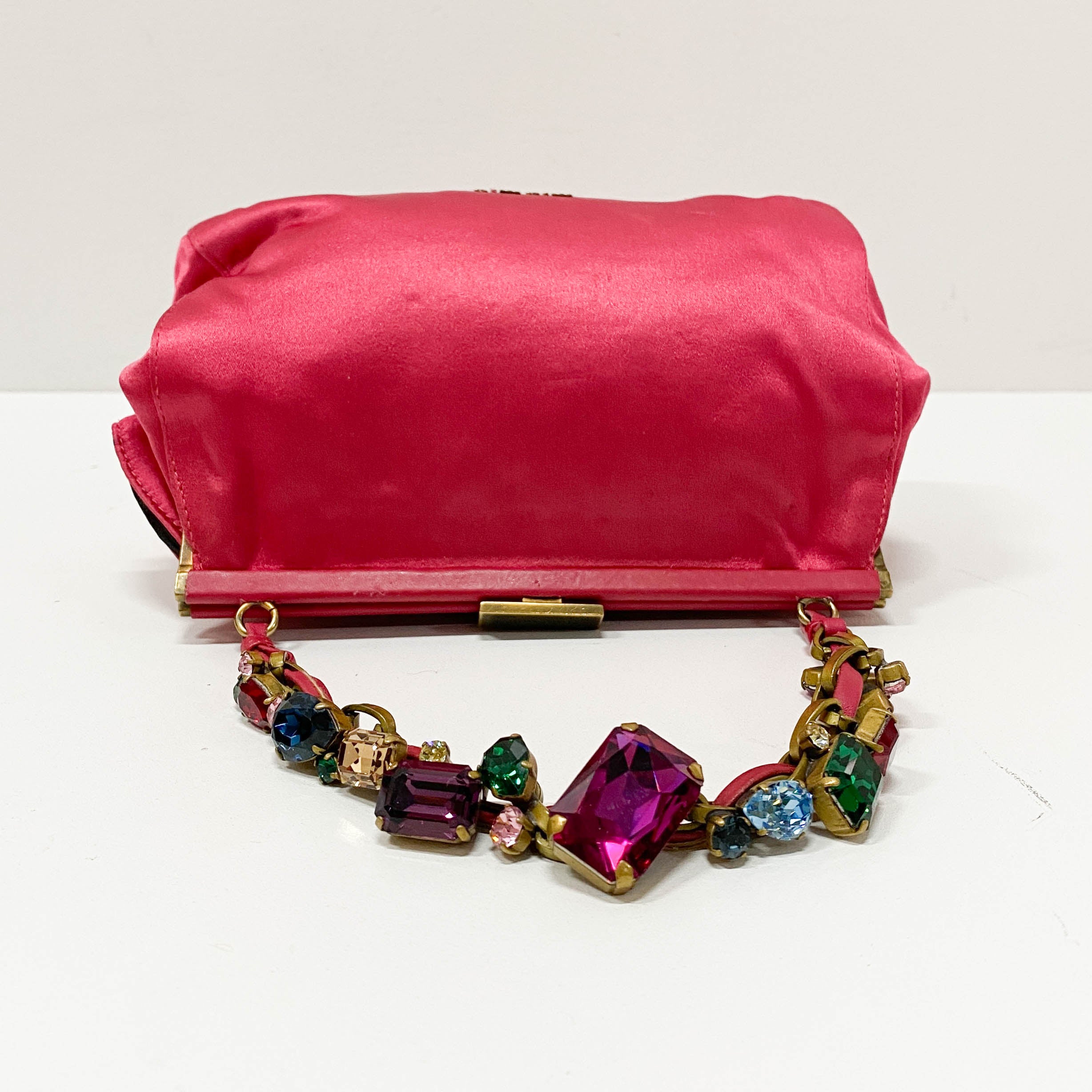 Small Pink Satin Accessory Pouch Handbag