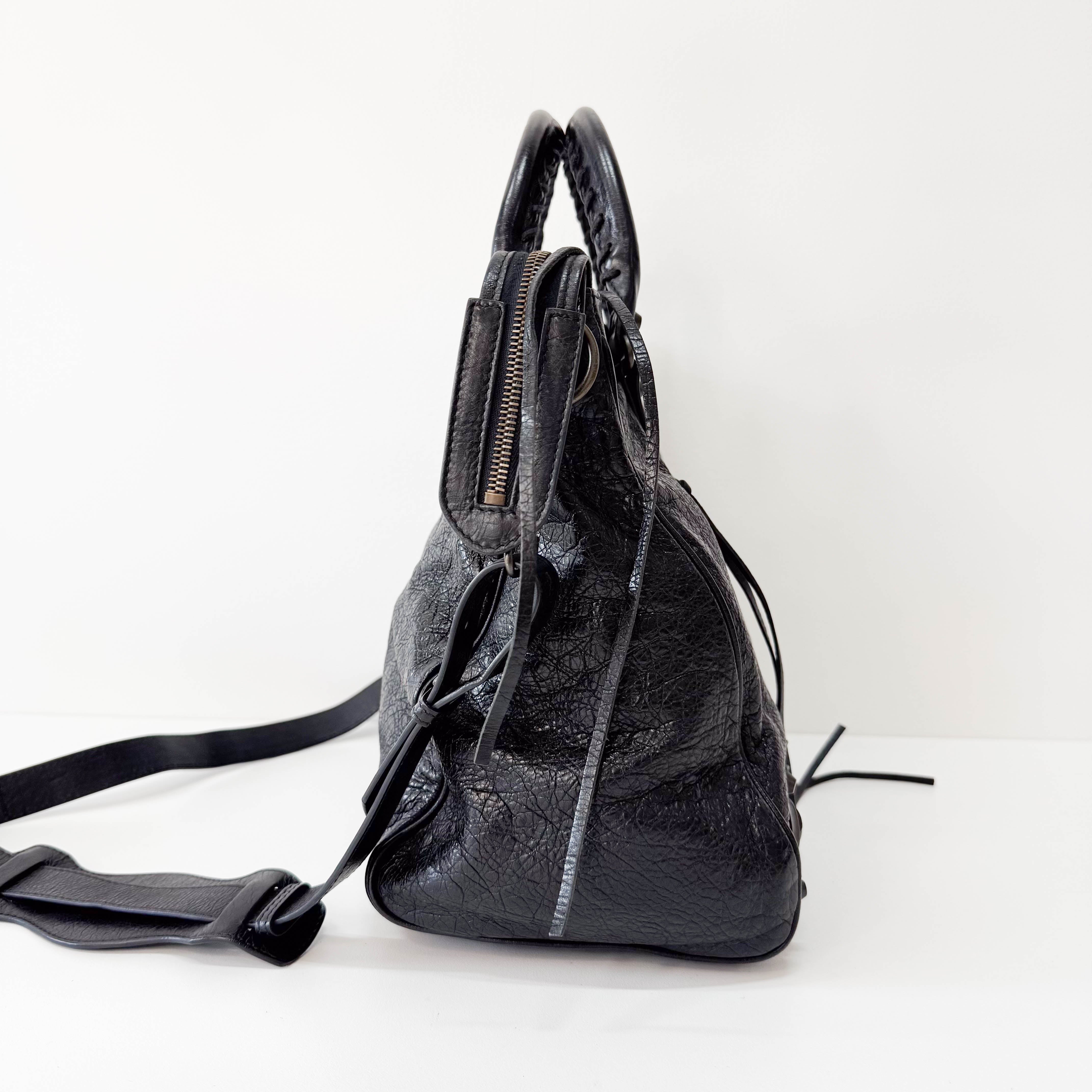 Black Leather Motocross Velo Giant 12 City Shoulder Bag