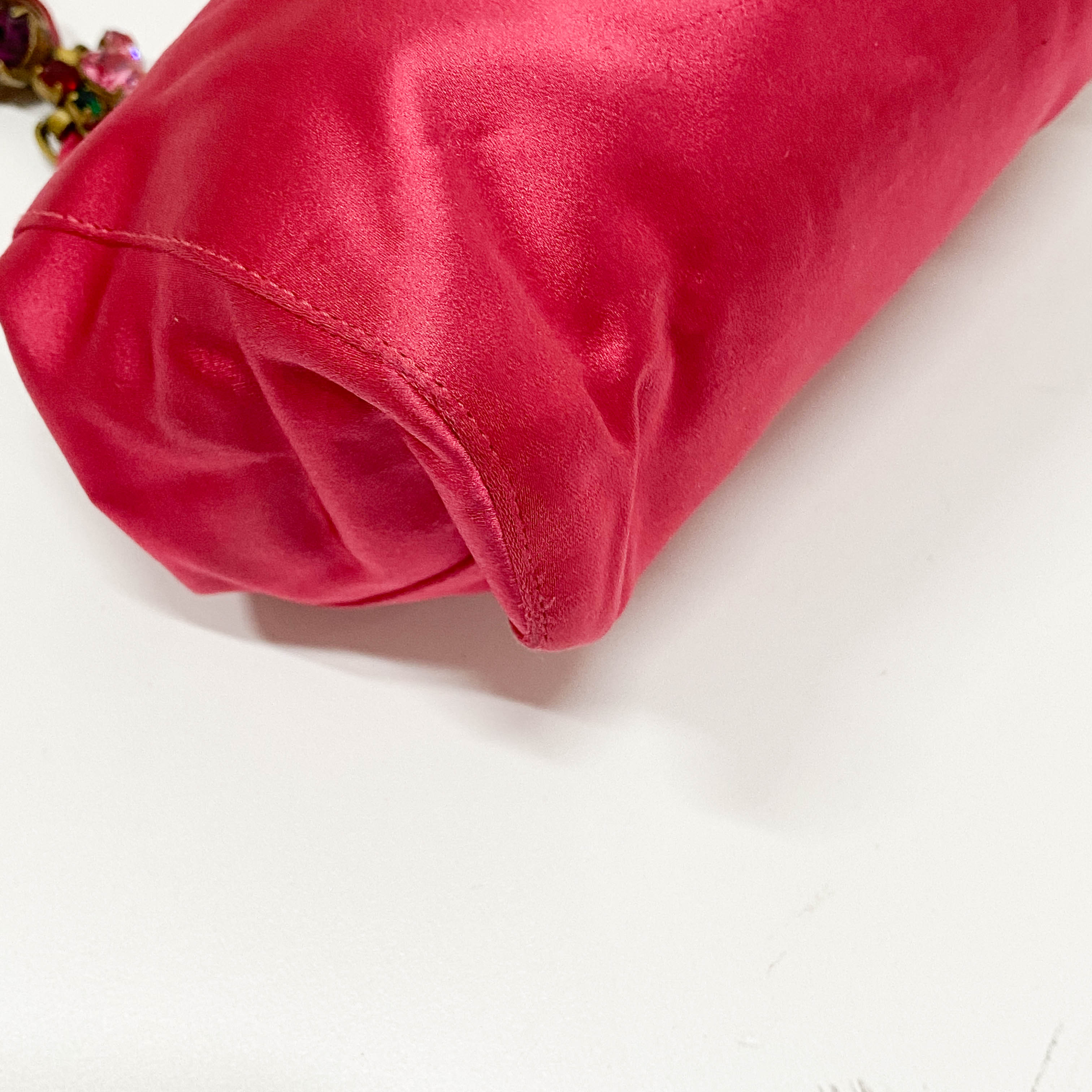 Small Pink Satin Accessory Pouch Handbag