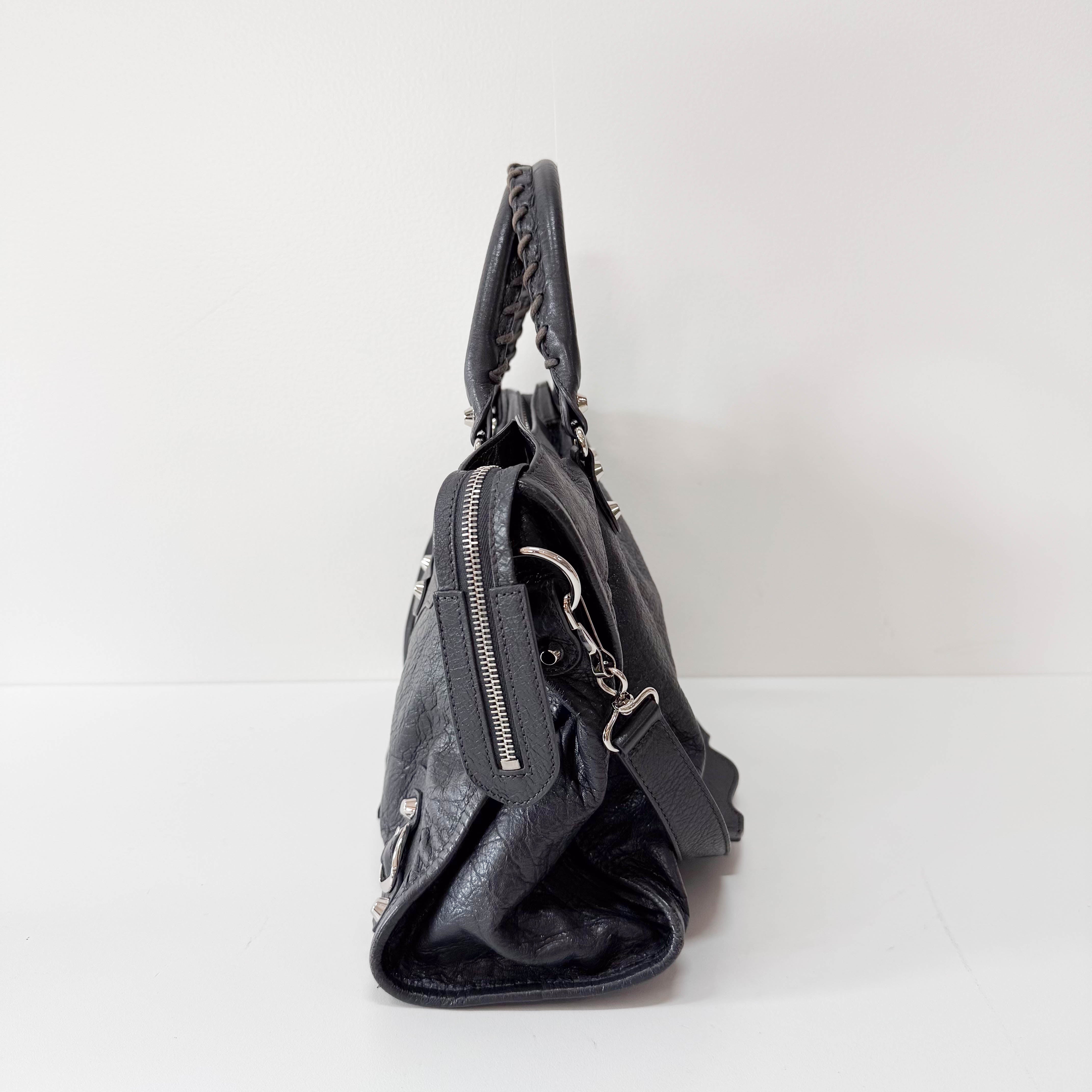 The City Grey Leather Two Way Bag