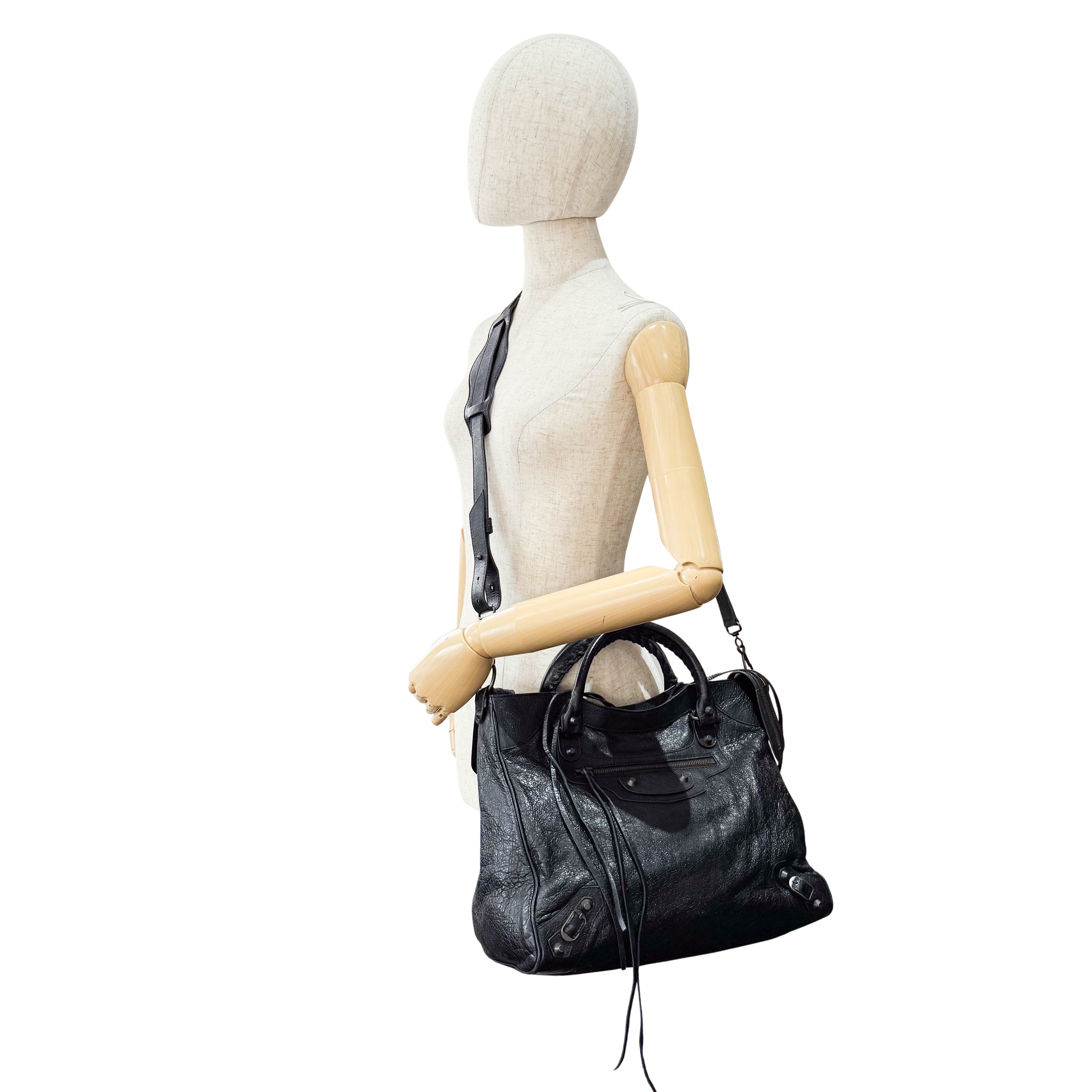 Black Leather Motocross Velo Giant 12 City Shoulder Bag