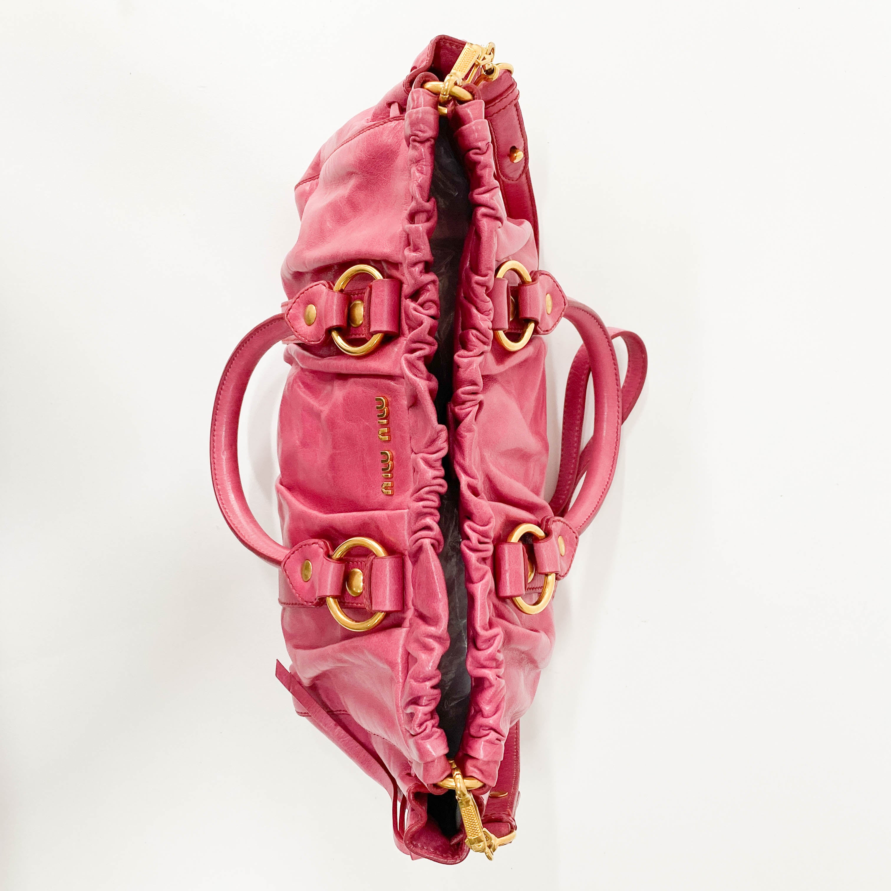 Vitello Pink Leather Shoulder Bag