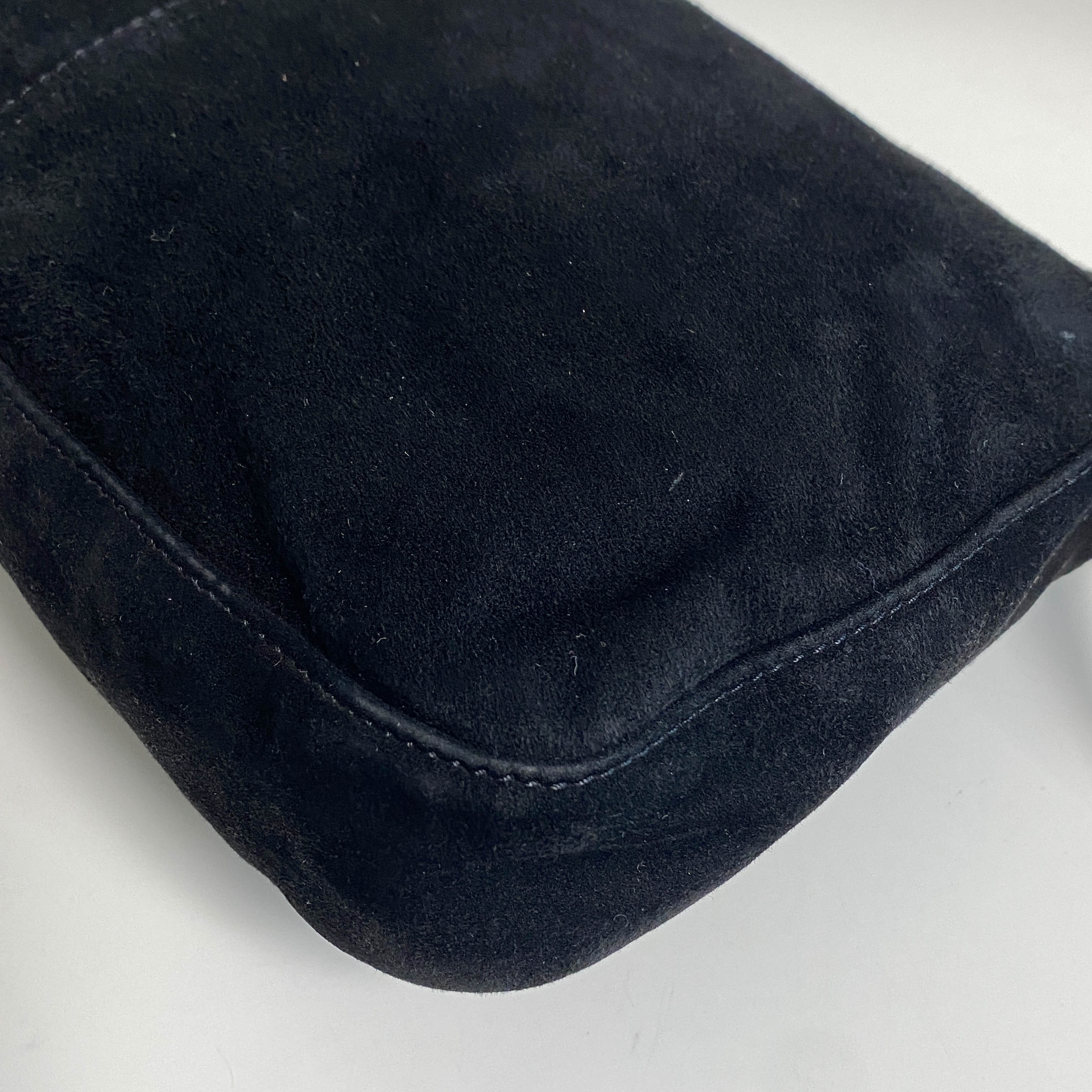 Baguette Black Suede Shoulder Bag