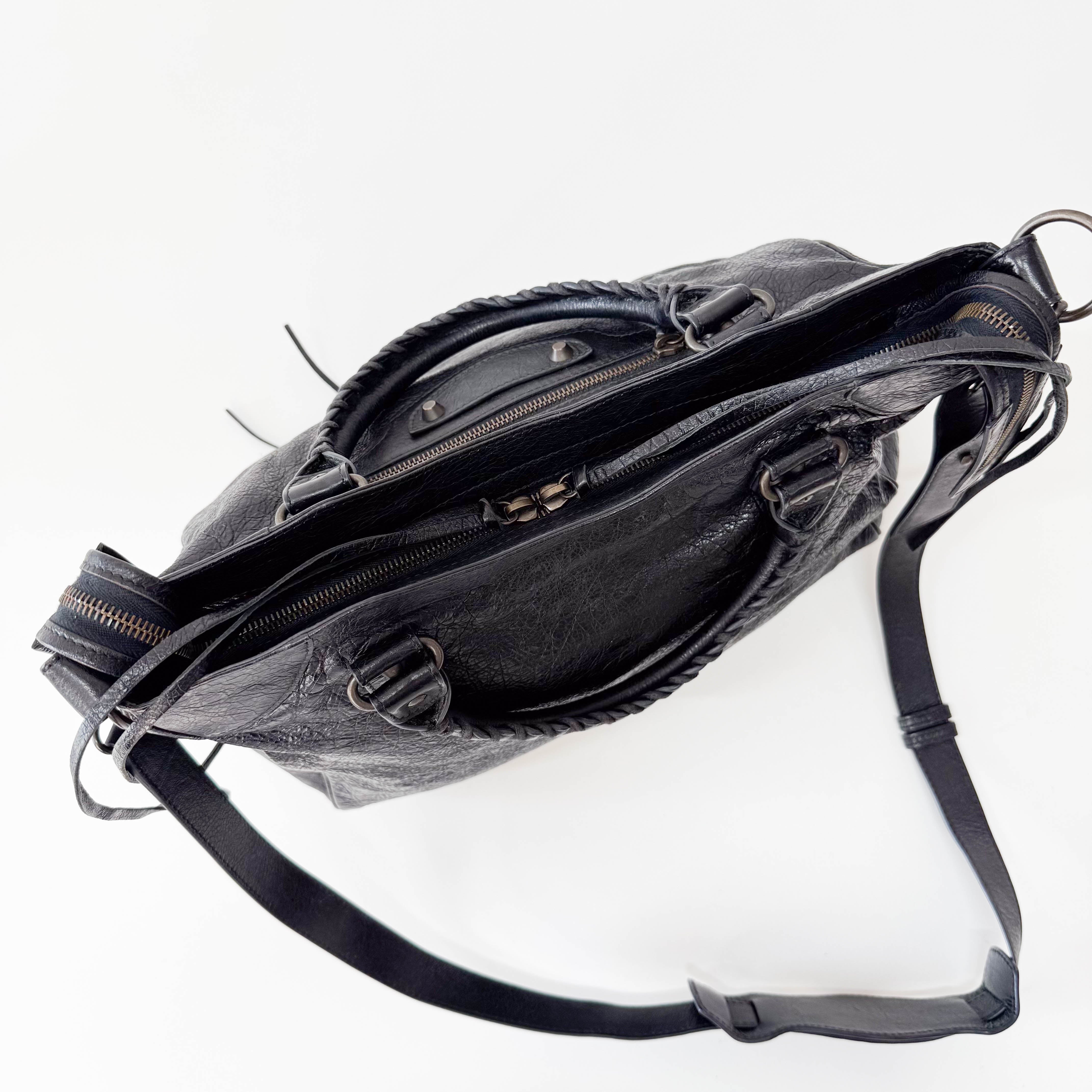 Black Leather Motocross Velo Giant 12 City Shoulder Bag
