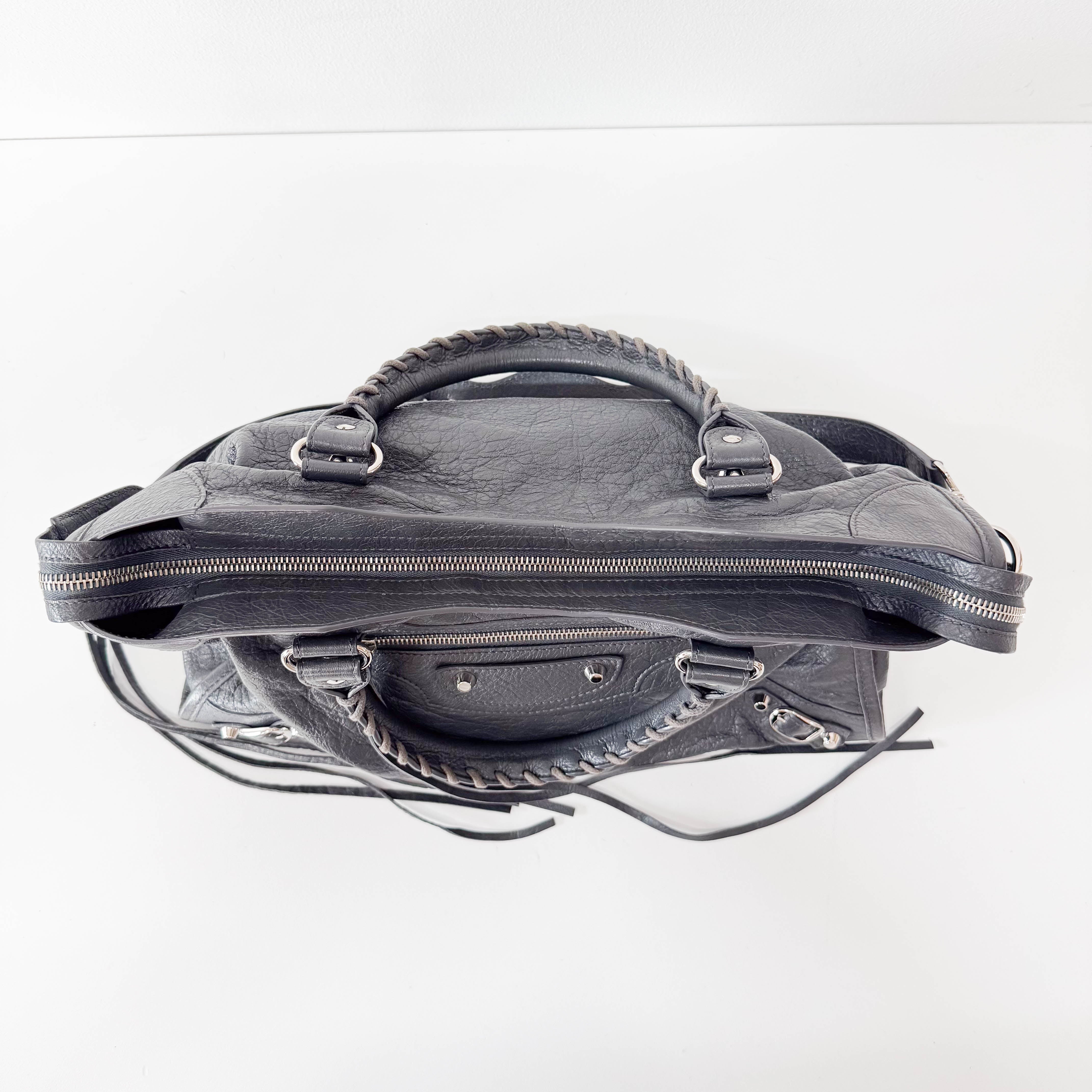 The City Grey Leather Two Way Bag