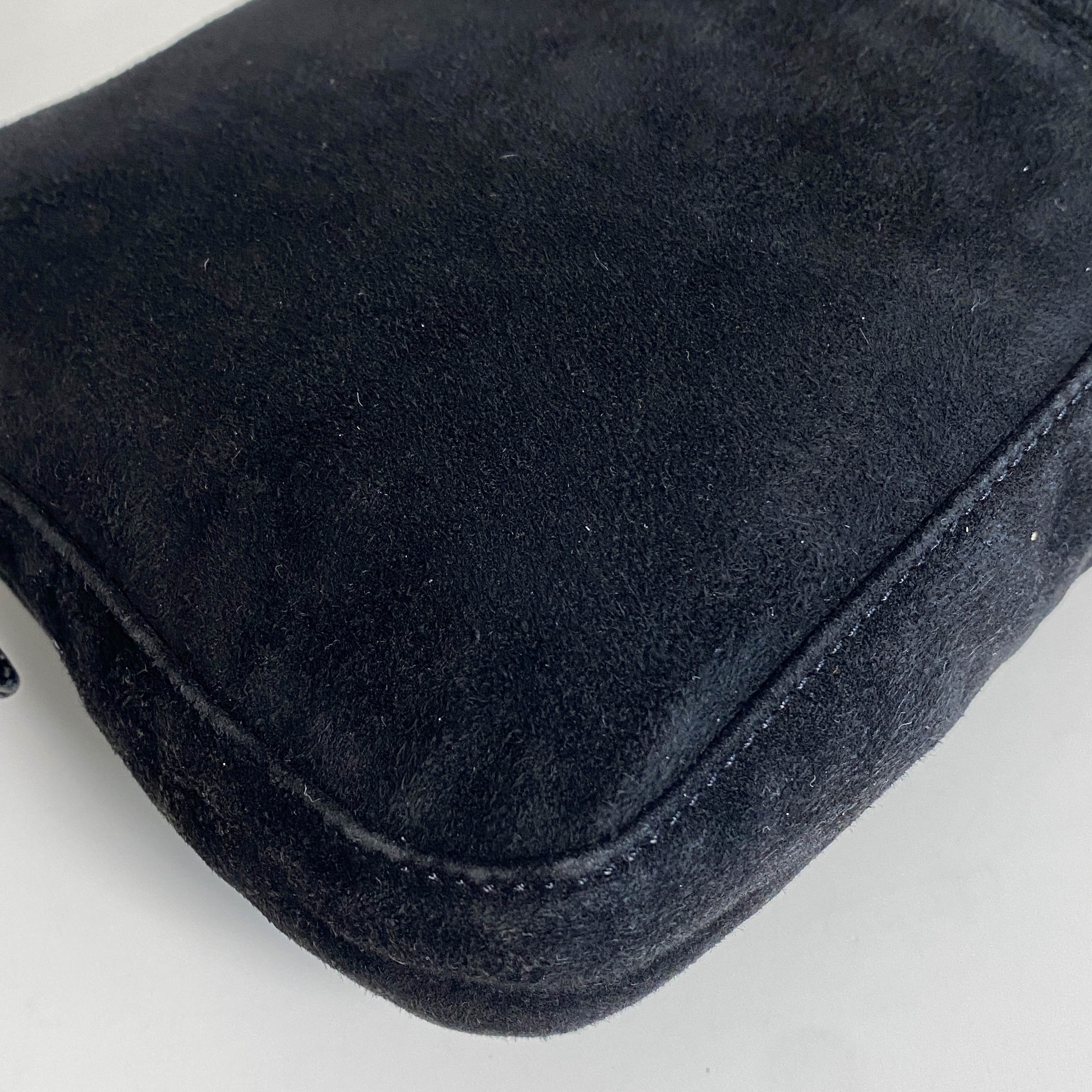 Baguette Black Suede Shoulder Bag