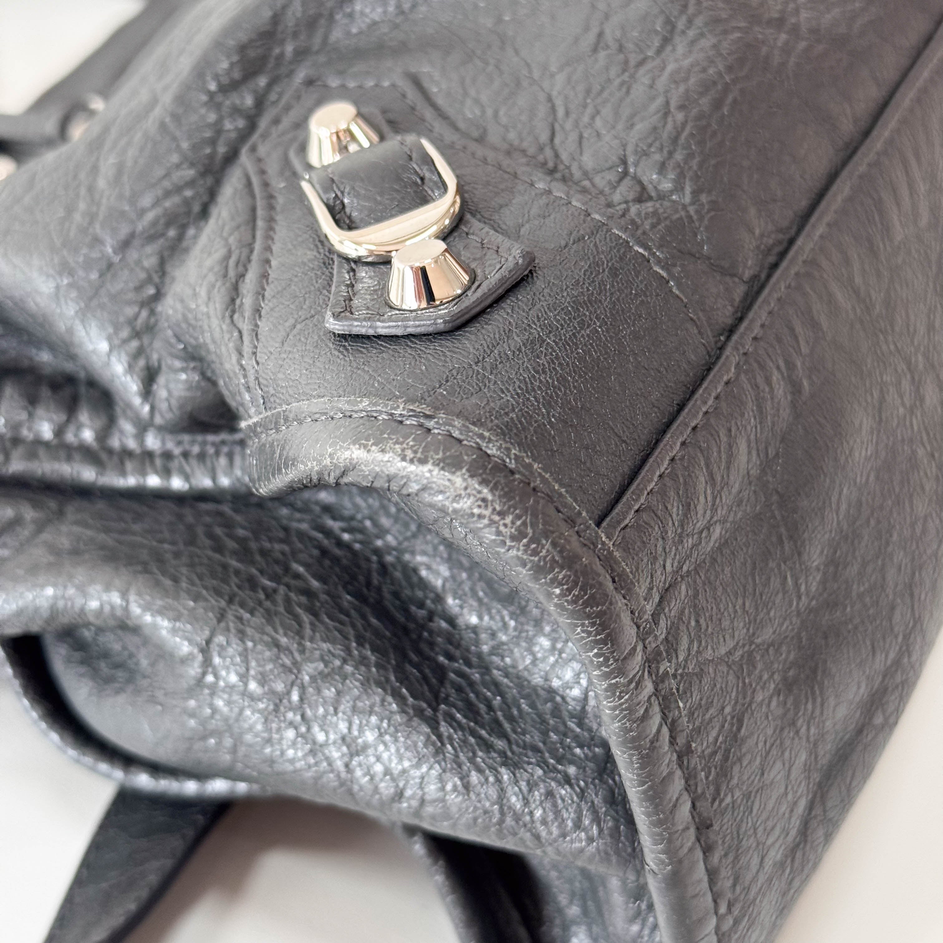 The City Grey Leather Two Way Bag