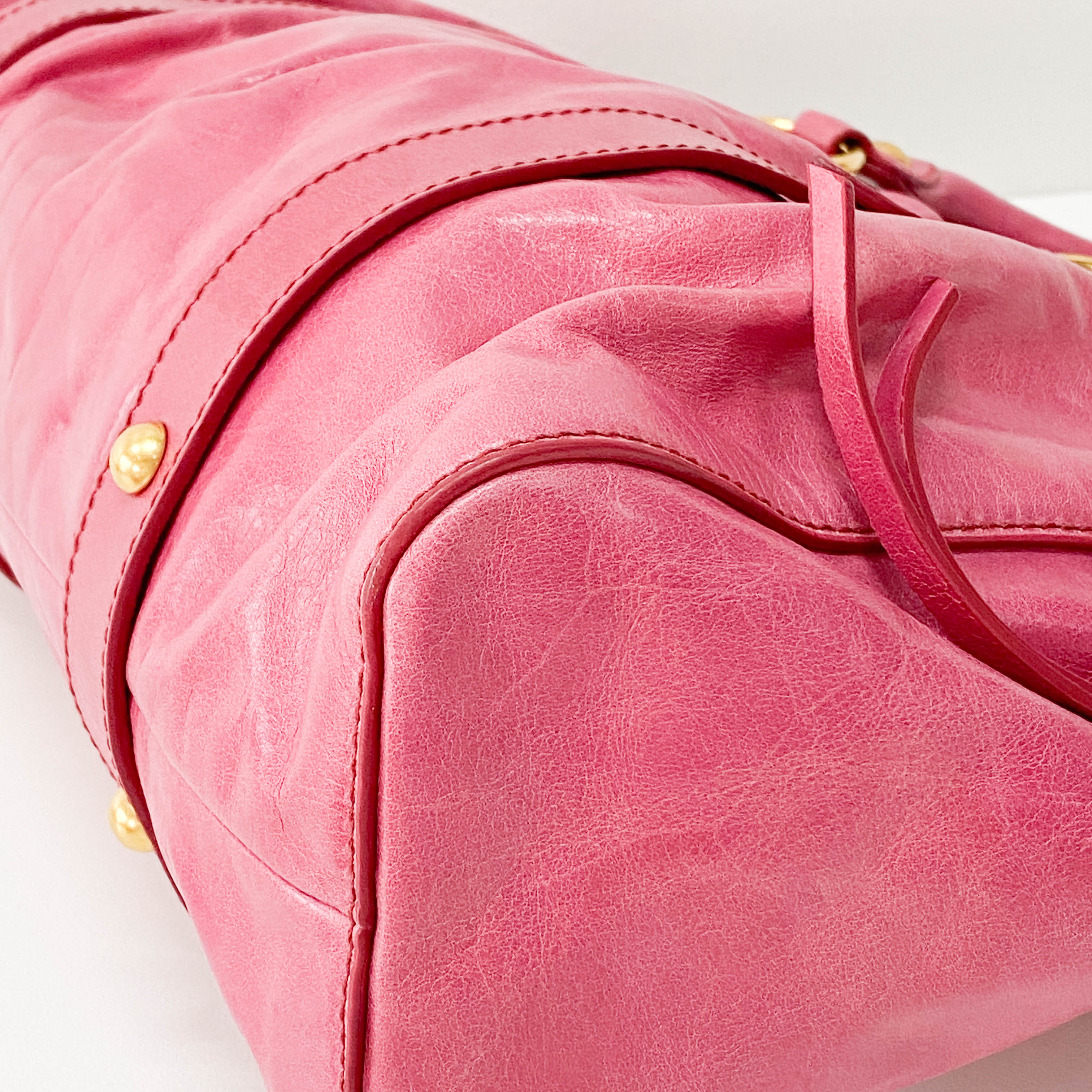 Vitello Pink Leather Shoulder Bag