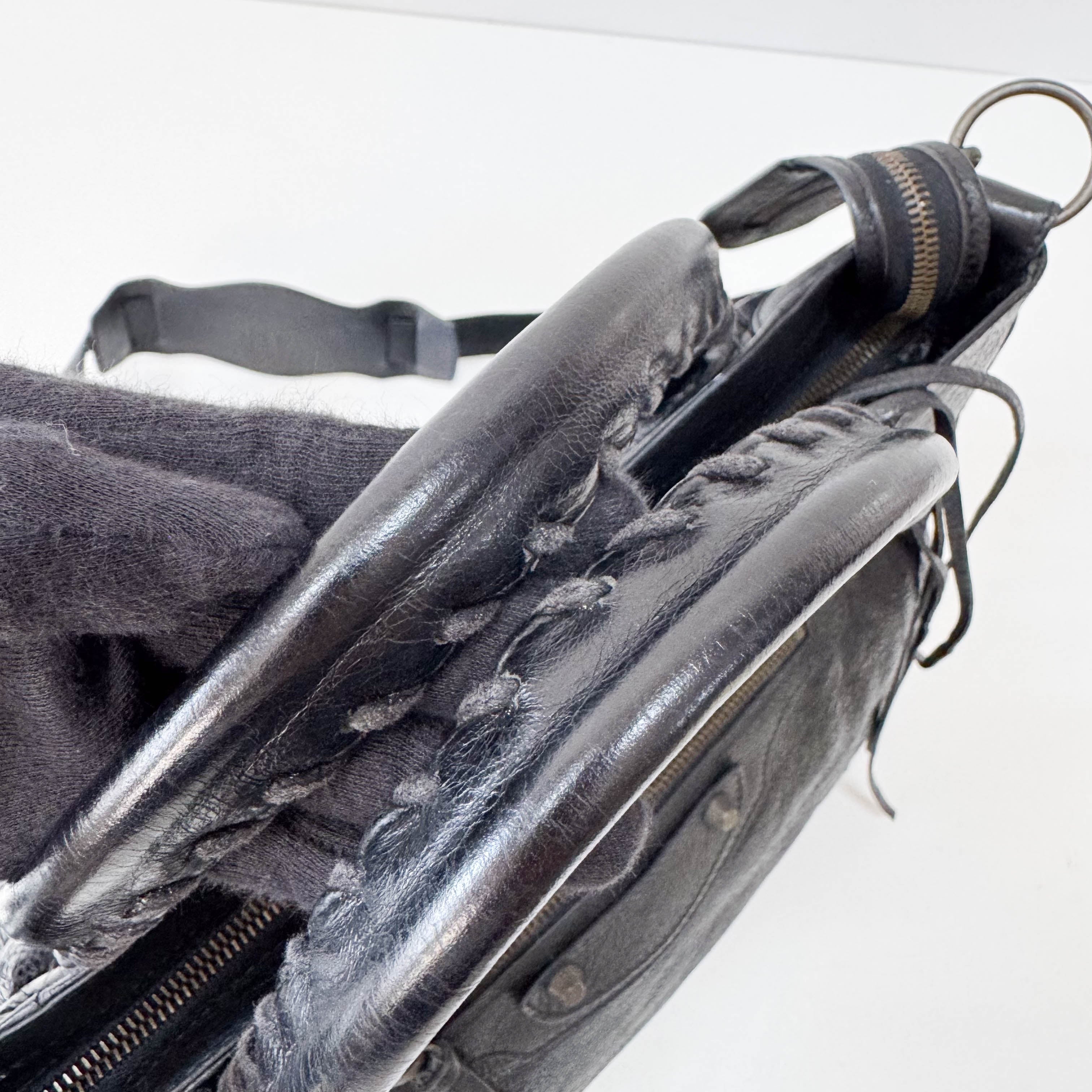 Black Leather Motocross Velo Giant 12 City Shoulder Bag