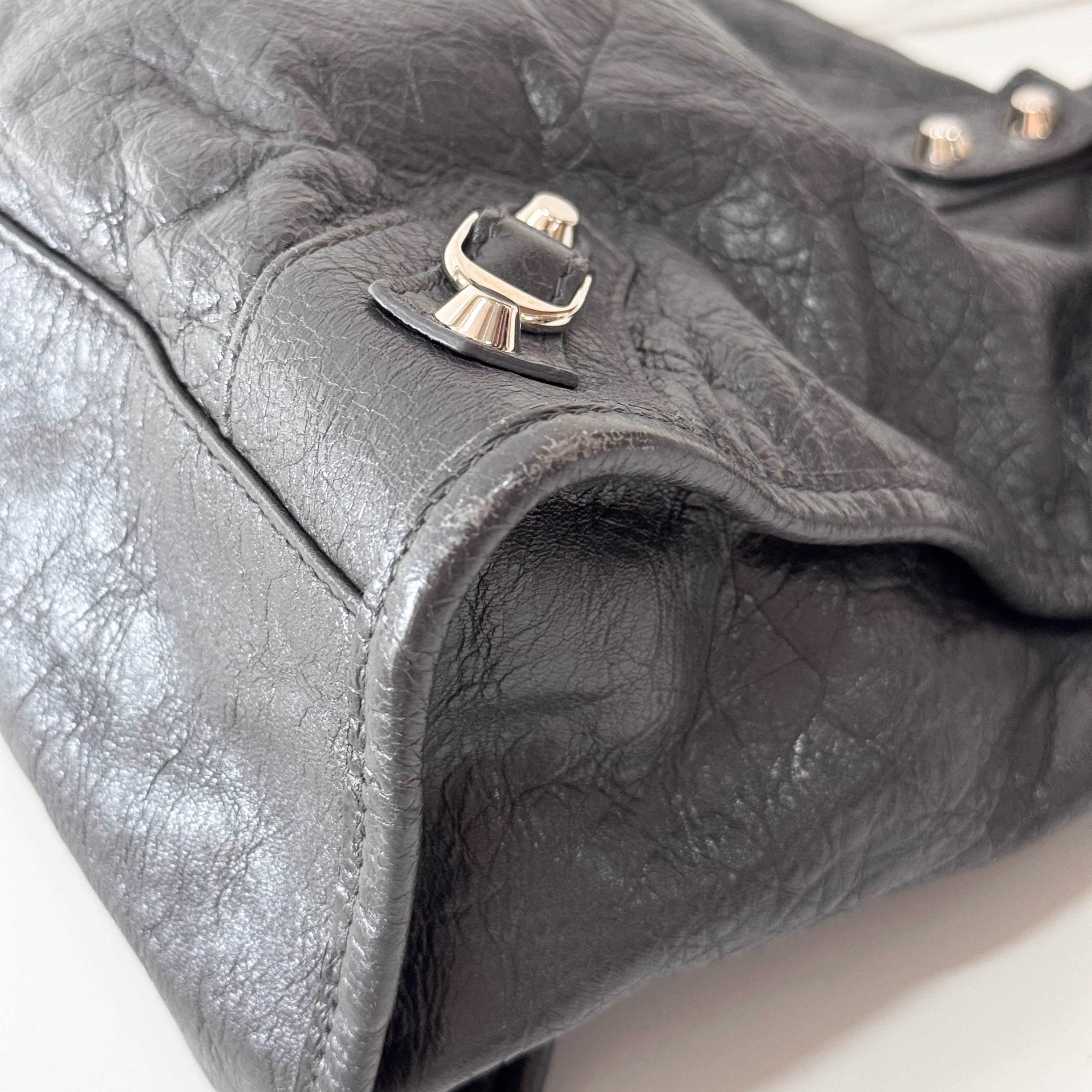 The City Grey Leather Two Way Bag
