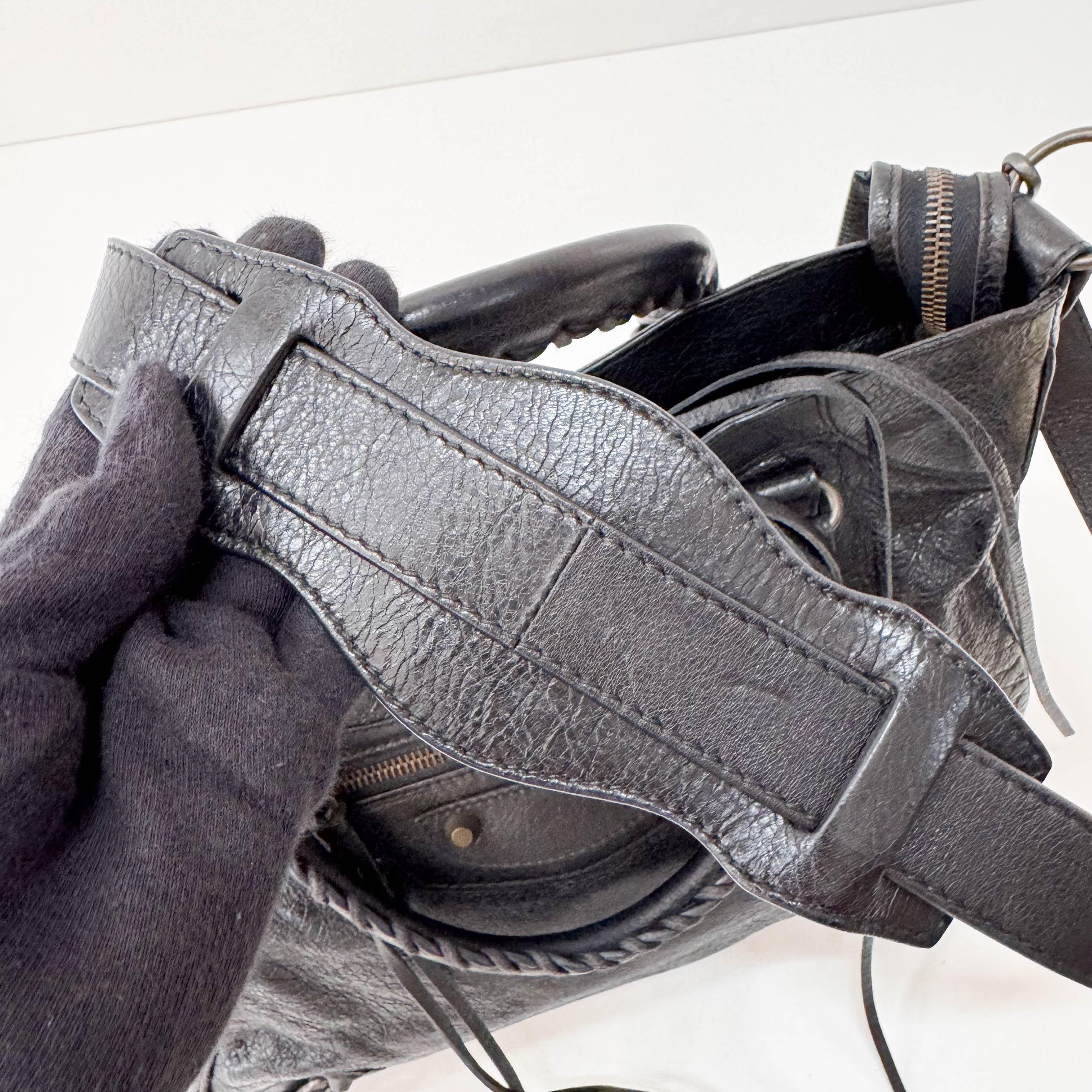 Black Leather Motocross Velo Giant 12 City Shoulder Bag