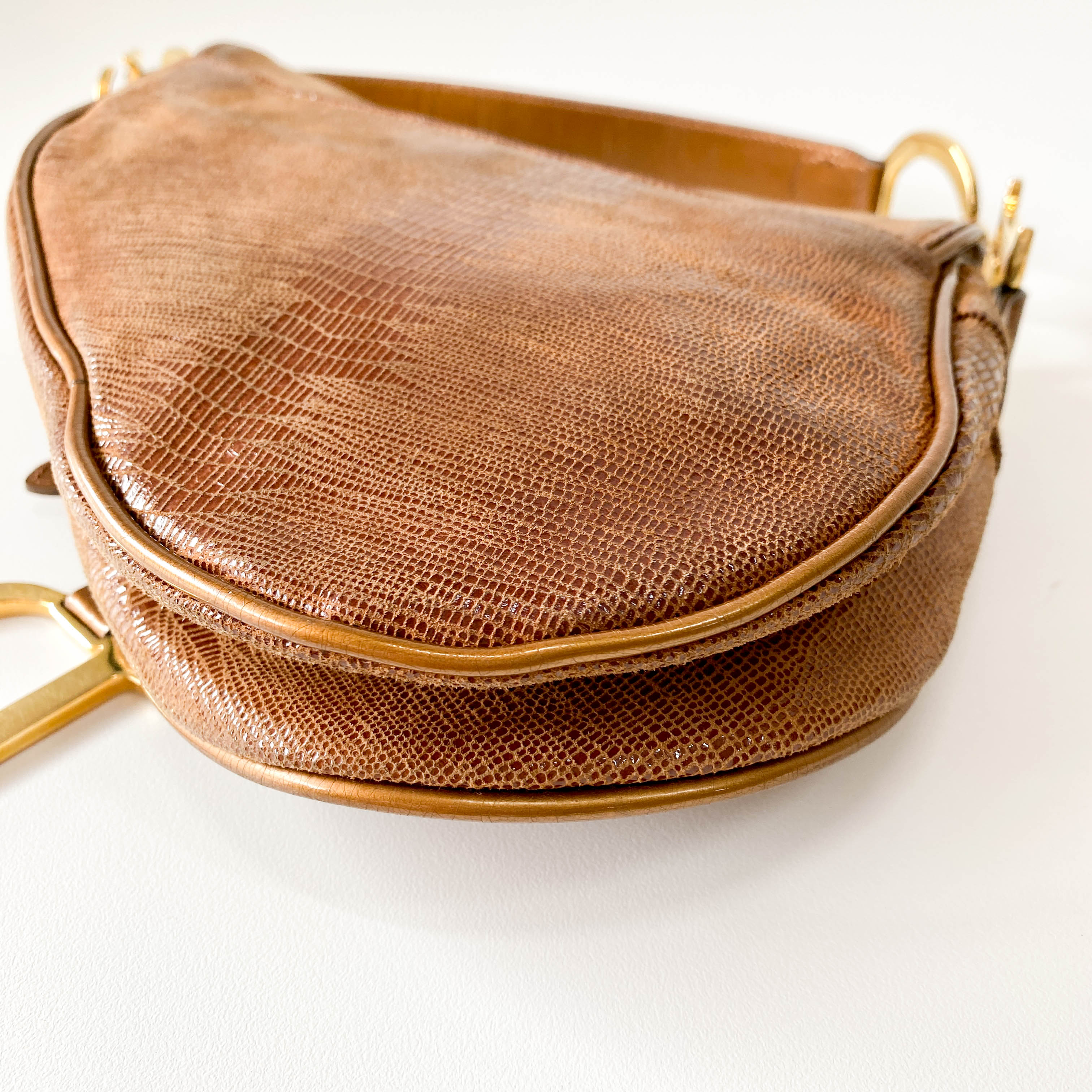 Caramel Brown Leather Saddle Bag