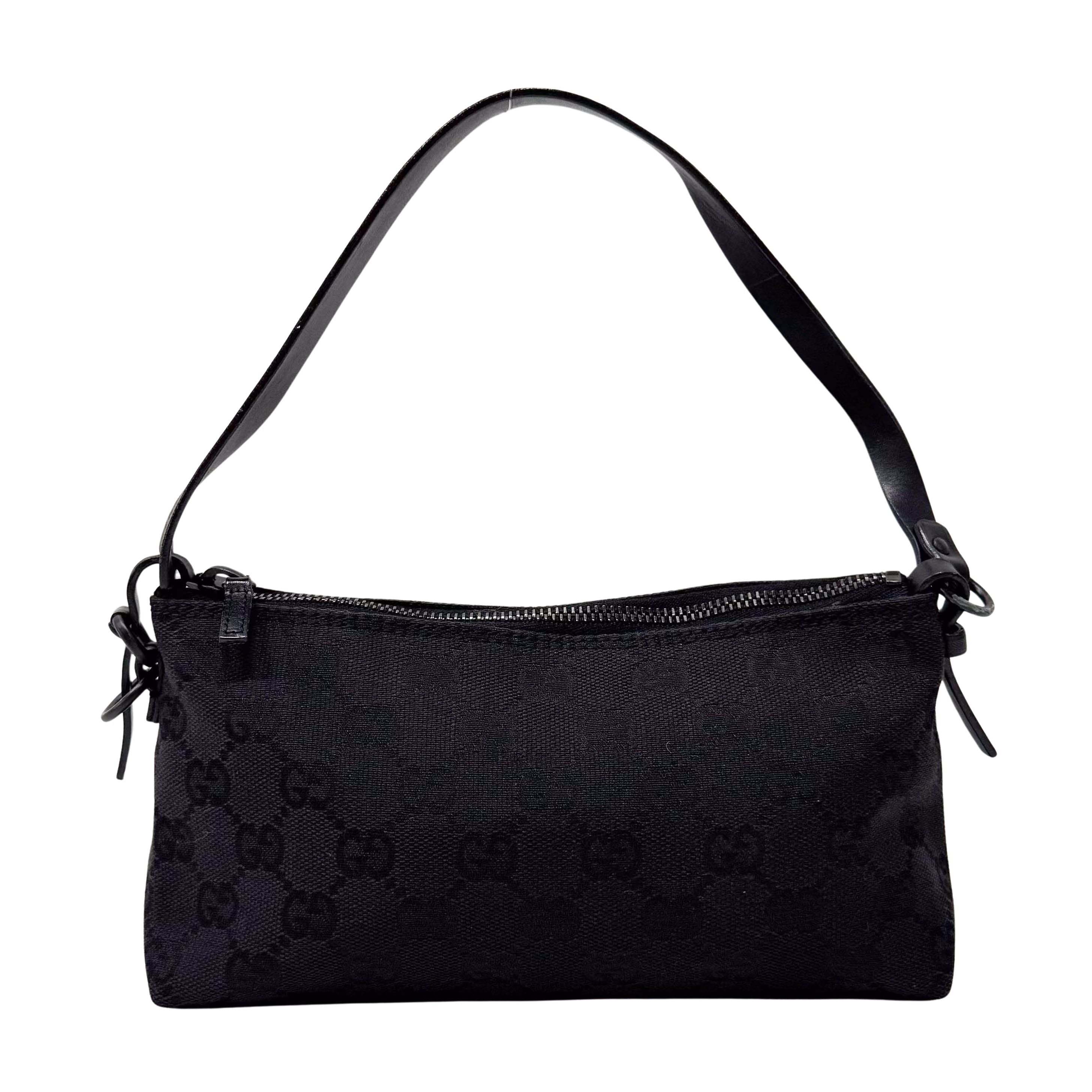 Black GG Canvas Accessory Pouch Shoulder Bag