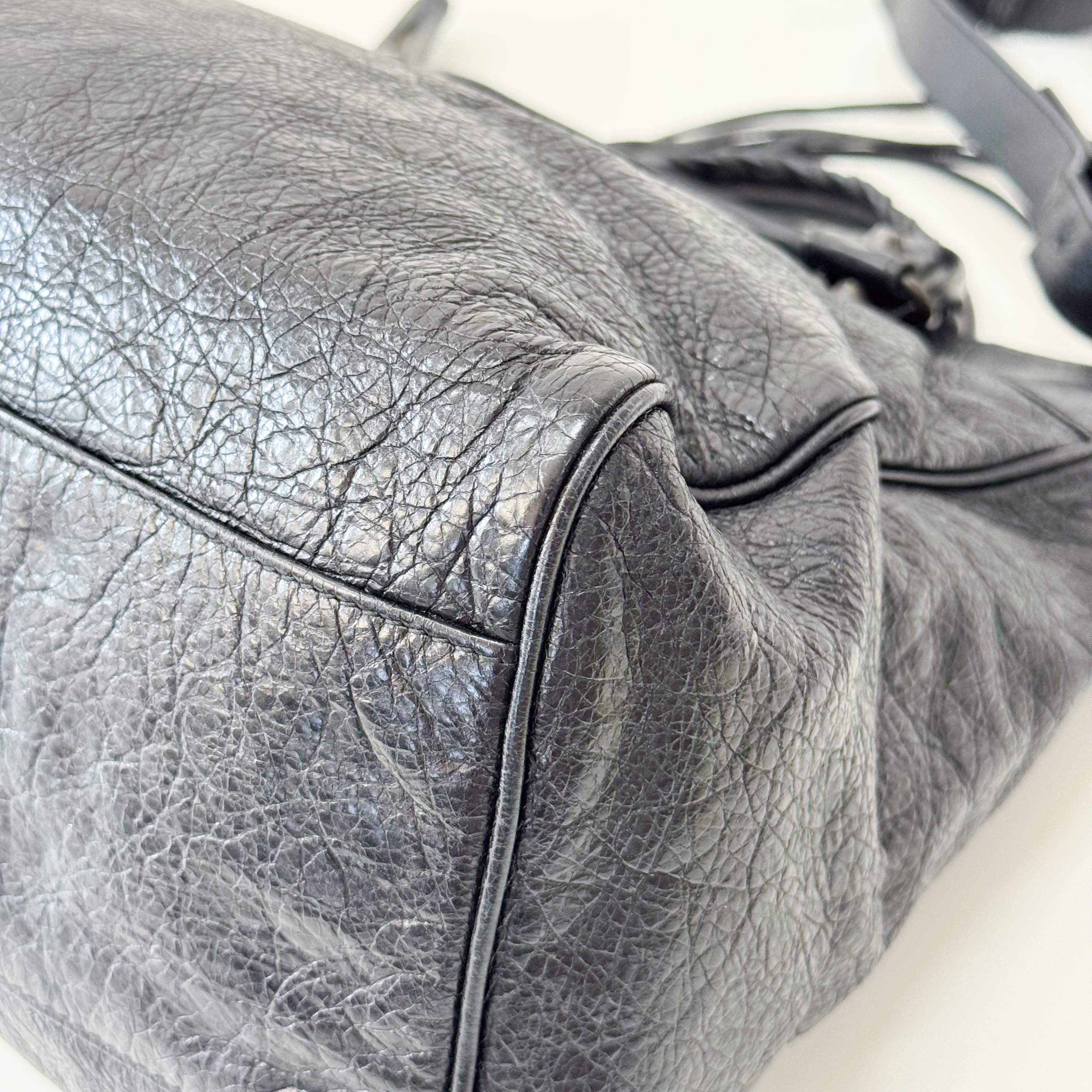 Black Leather Motocross Velo Giant 12 City Shoulder Bag