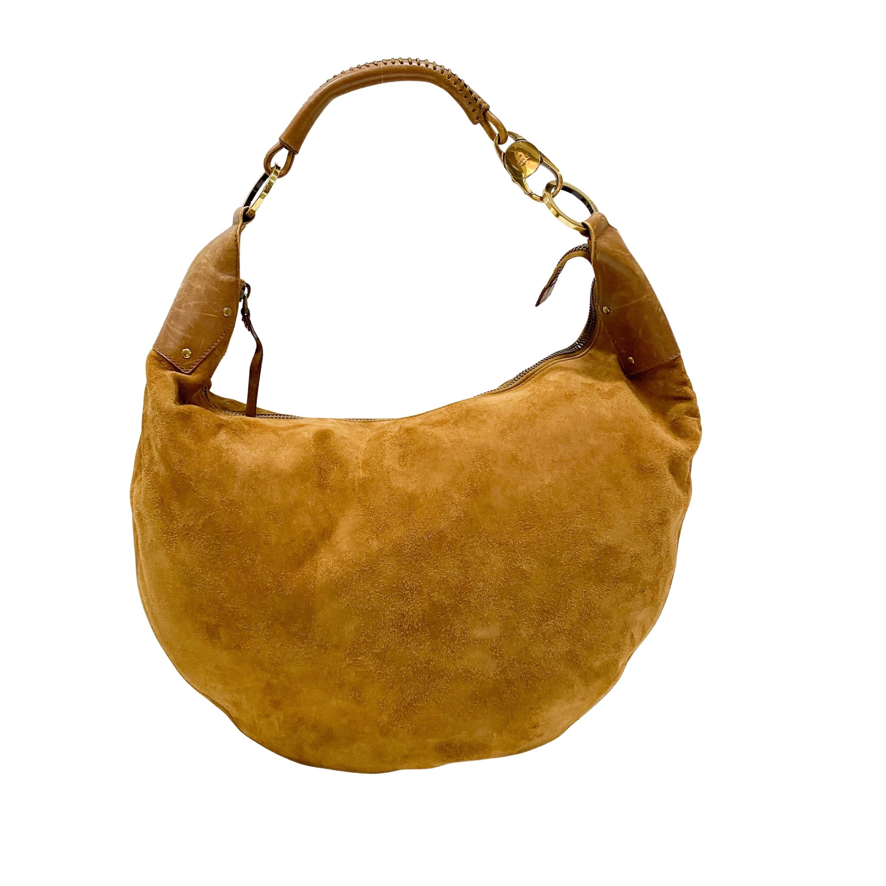 Vintage Brown Suede Shoulder Bag